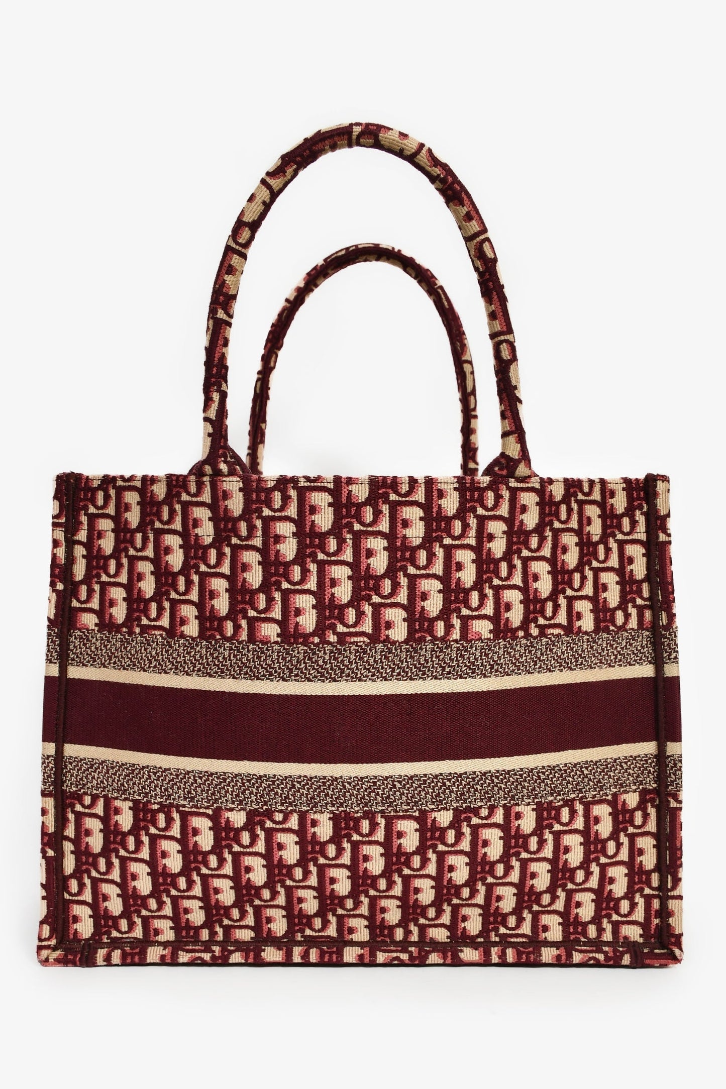 Christian Dior 2019 Burgundy Oblique Jacquard Medium Book Tote