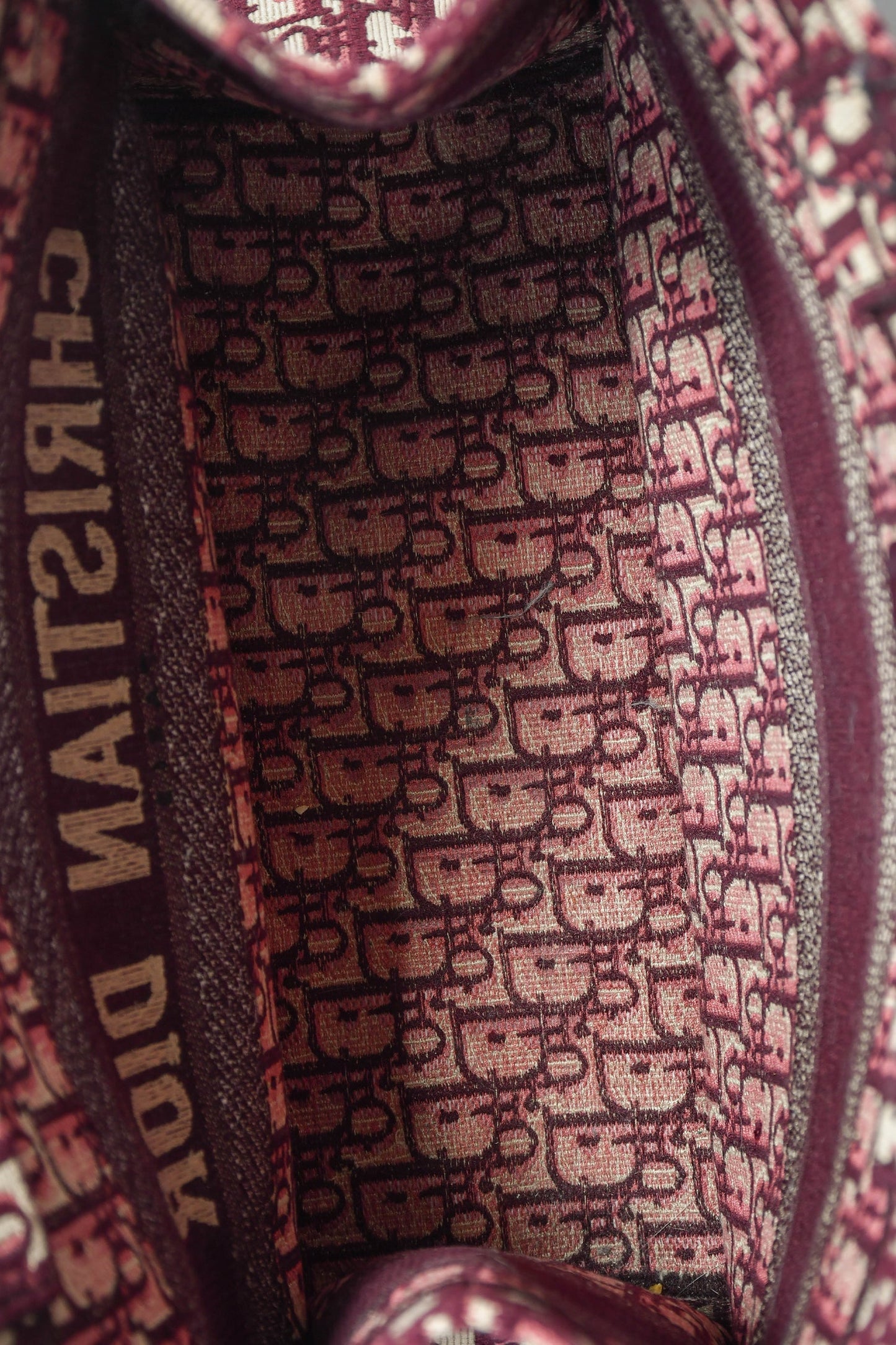 Christian Dior 2019 Burgundy Oblique Jacquard Medium Book Tote