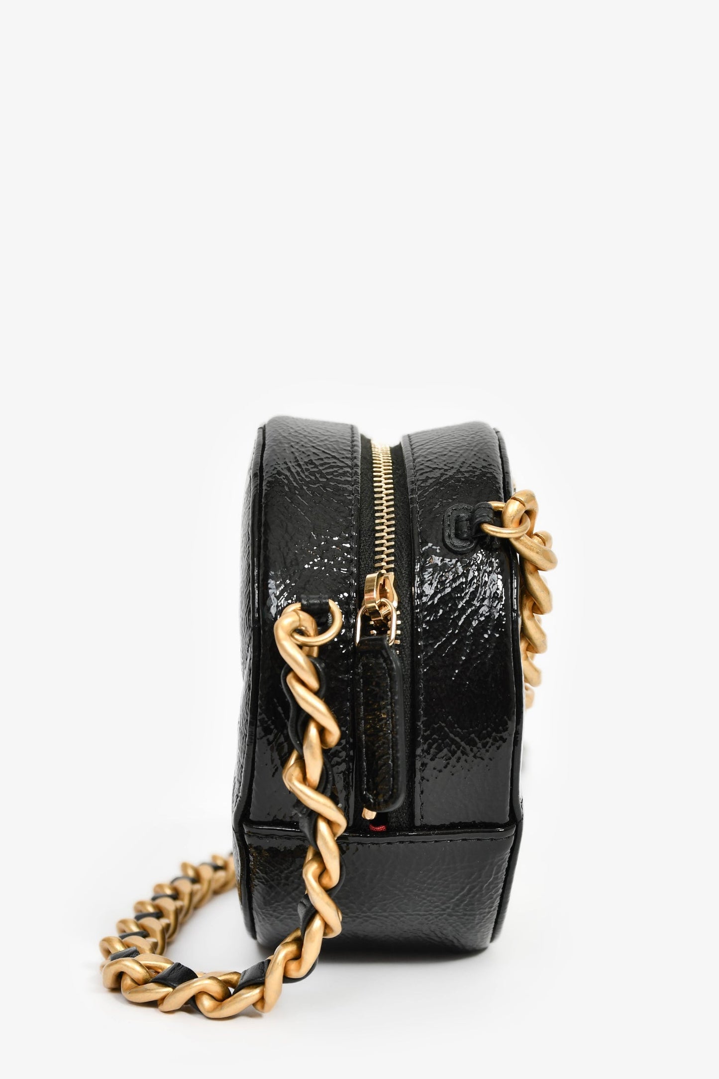 Chanel™ Black Leather Quilted 19 Round Crossbody Bag
