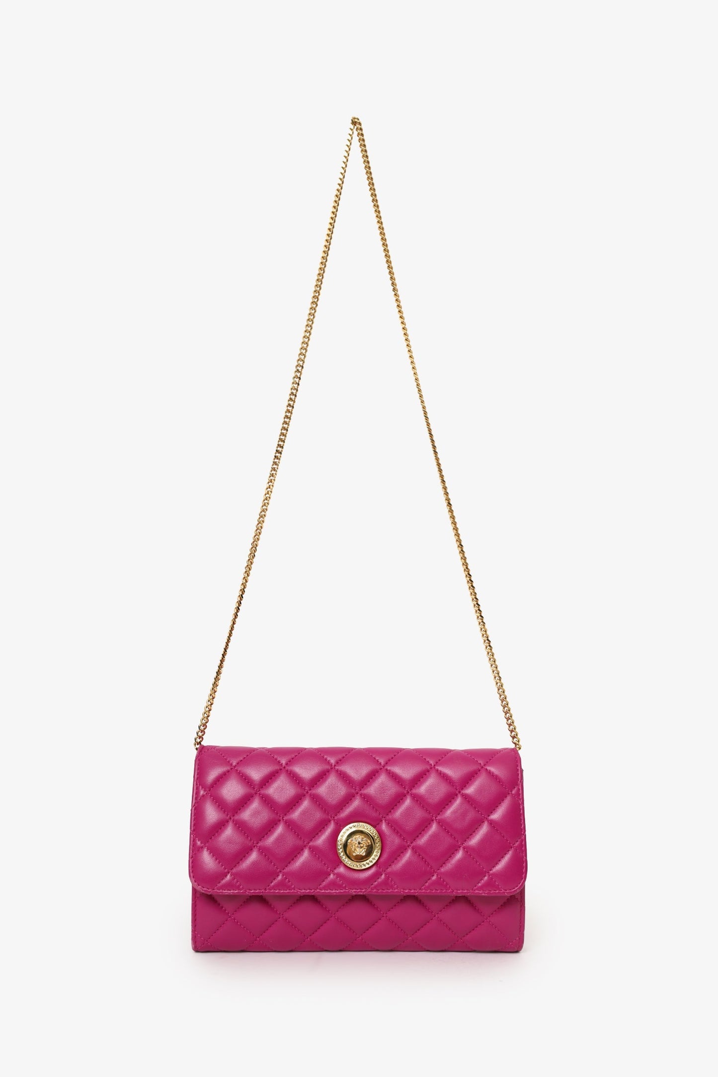 Versace Pink Leather Medusa Wallet On Chain