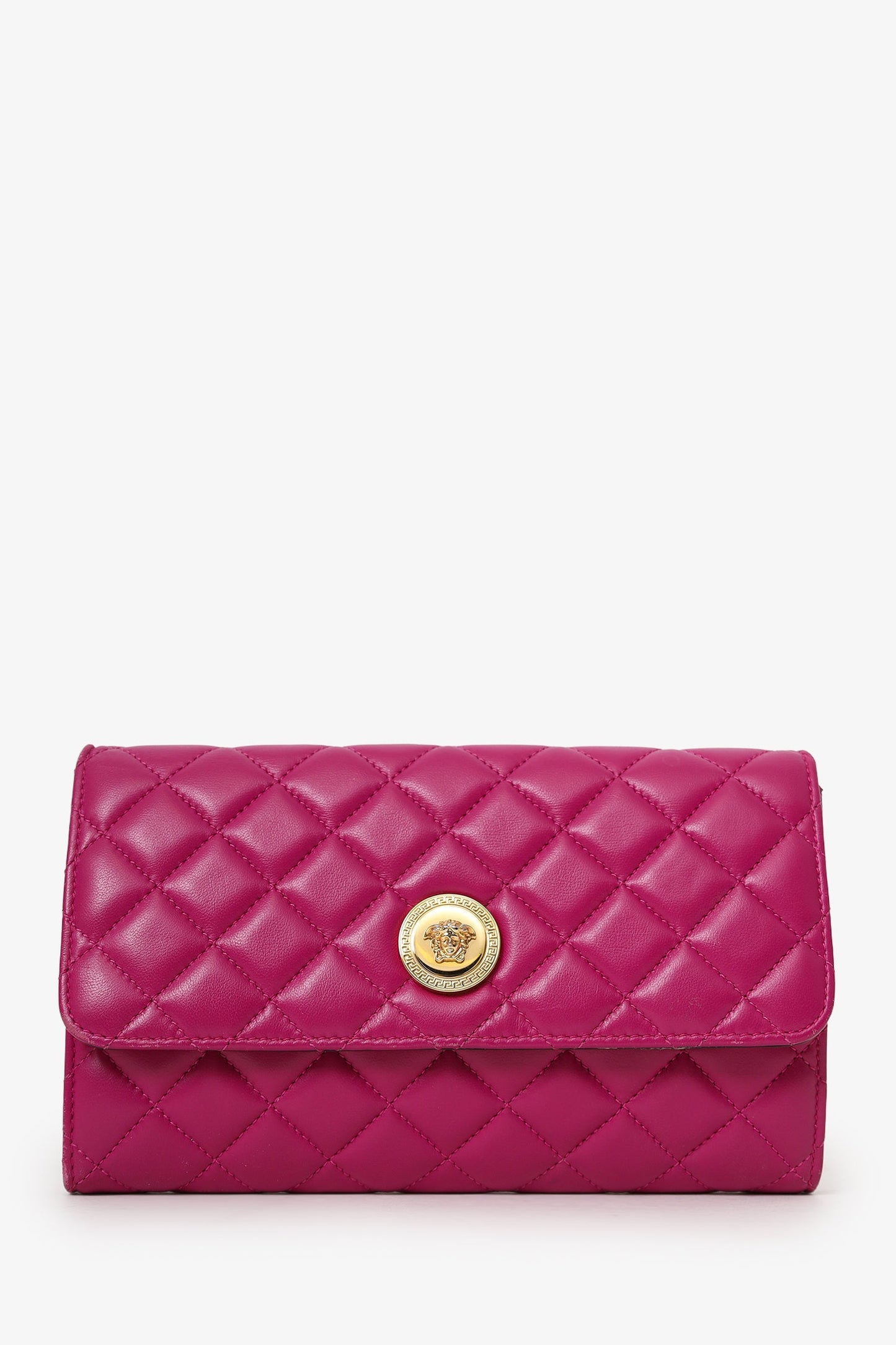 Versace Pink Leather Medusa Wallet On Chain