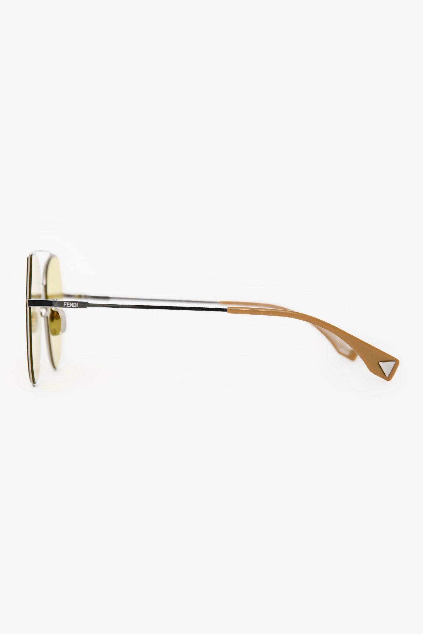 Fendi Silver Tone Metal Yellow Shade Sunglasses