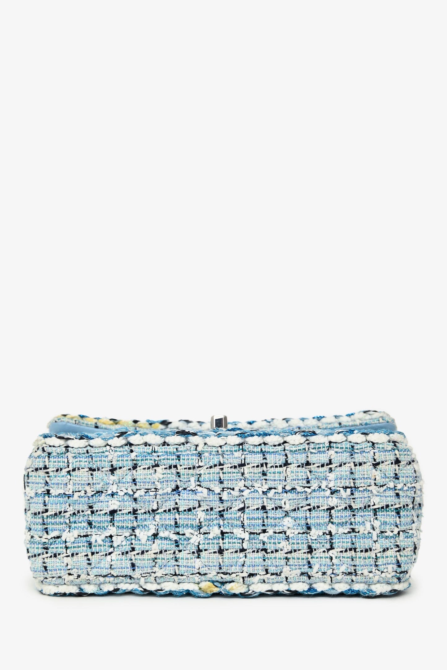 Chanel™ 2019C Blue Tweed Mini Single Flap Silver Hardware