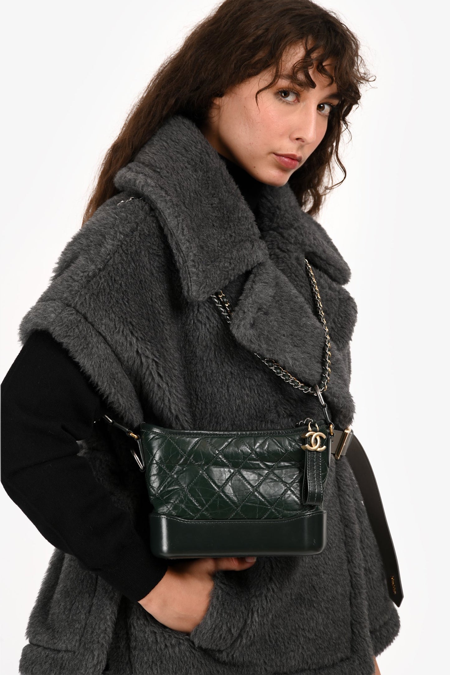 Chanel™ Green Aged Leather Small Gabrielle Crossbody