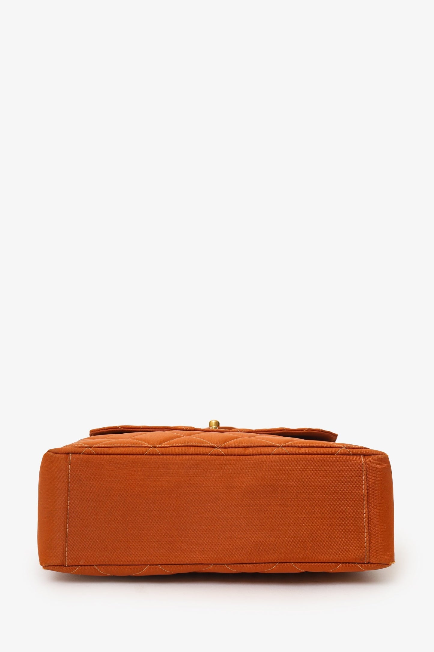 Chanel™ 1996-97 Orange Nylon Quilted Two Pocket Shoulder Bag