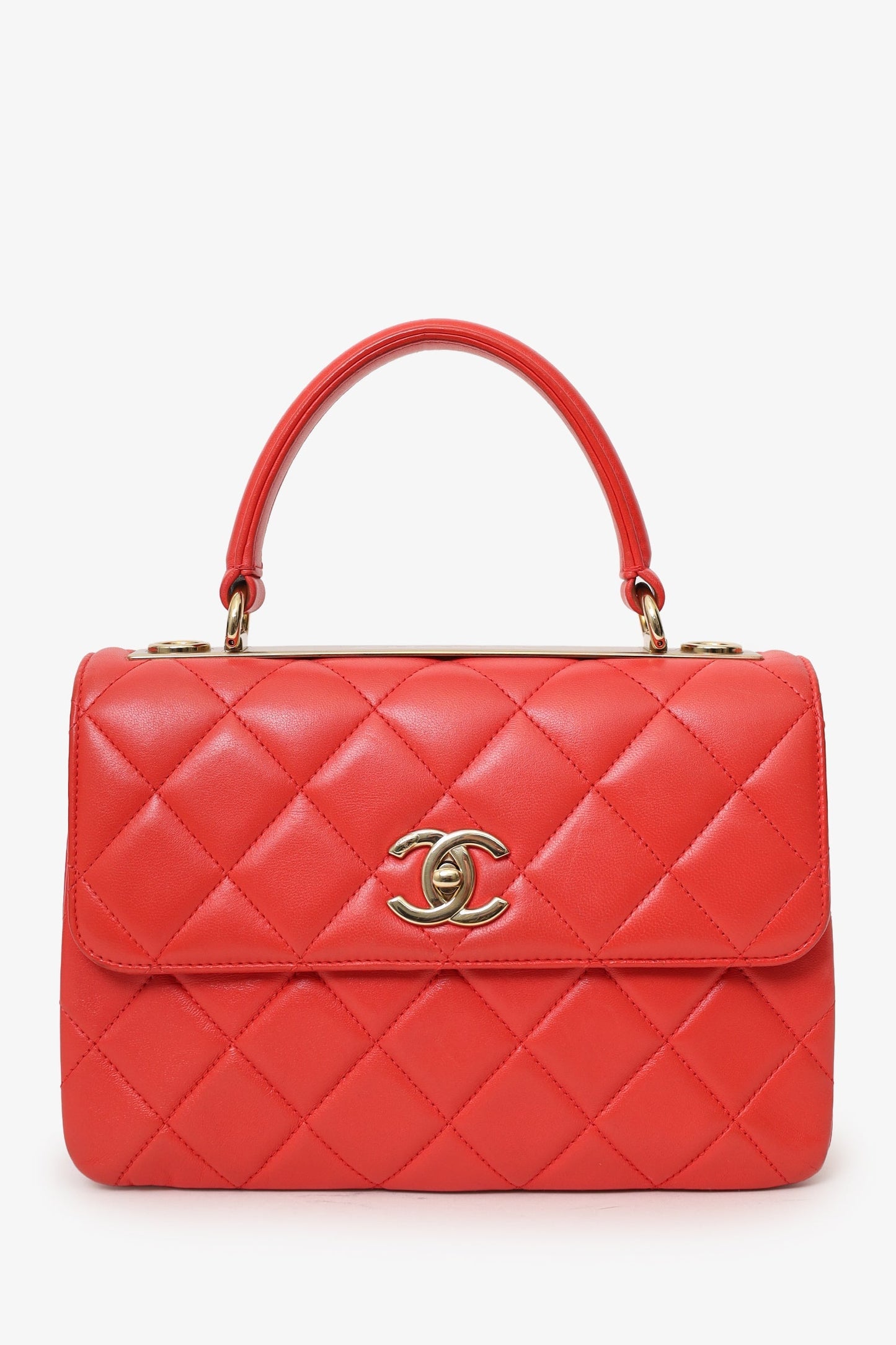 Chanel™ 2019 Red Leather Trendy CC Small Top Handle