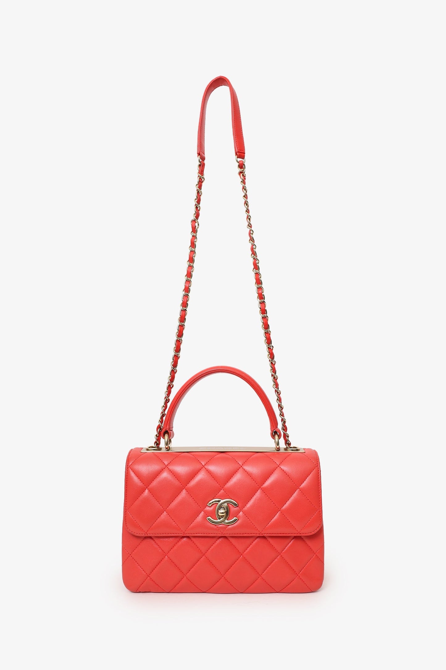 Chanel™ 2019 Red Leather Trendy CC Small Top Handle