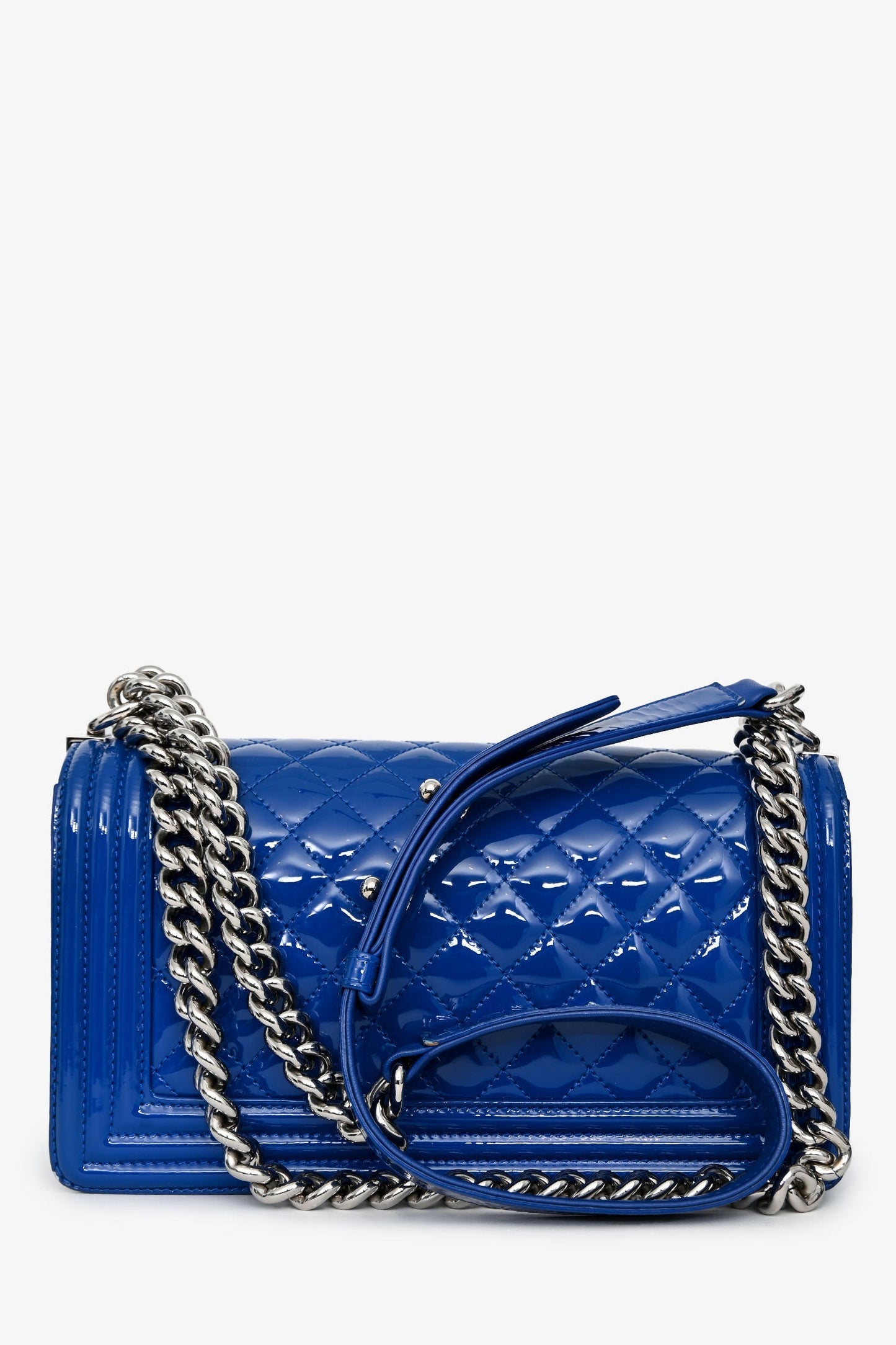 Chanel™ 2014/15 Cobalt Blue Patent Old Medium Boy Bag