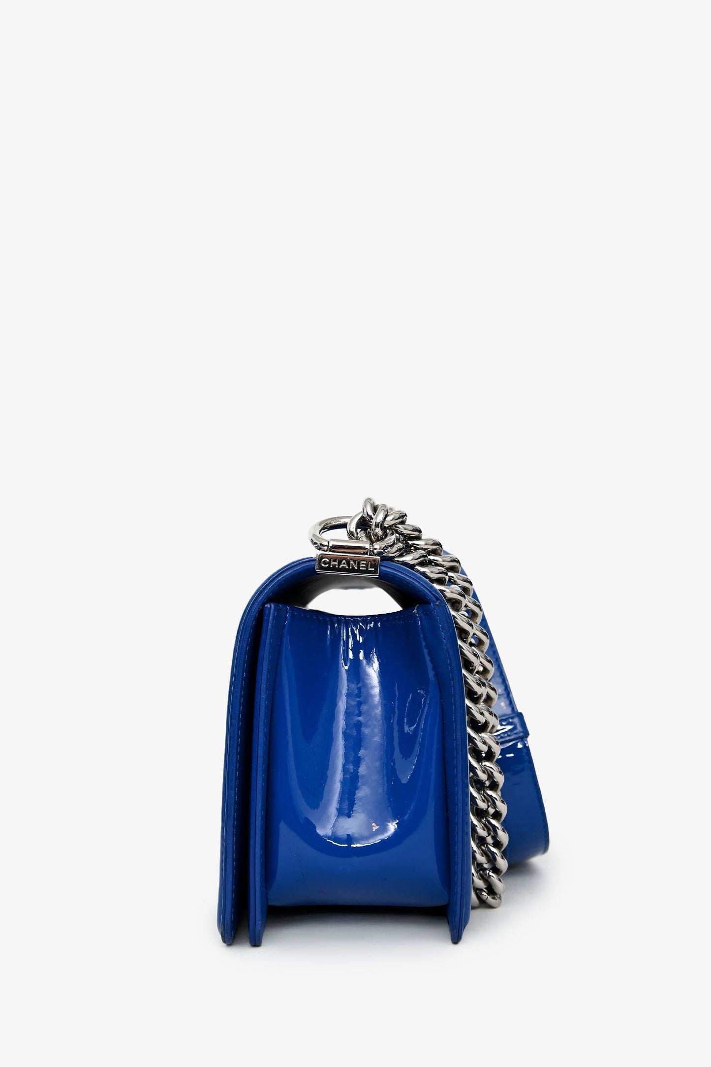 Chanel™ 2014/15 Cobalt Blue Patent Old Medium Boy Bag