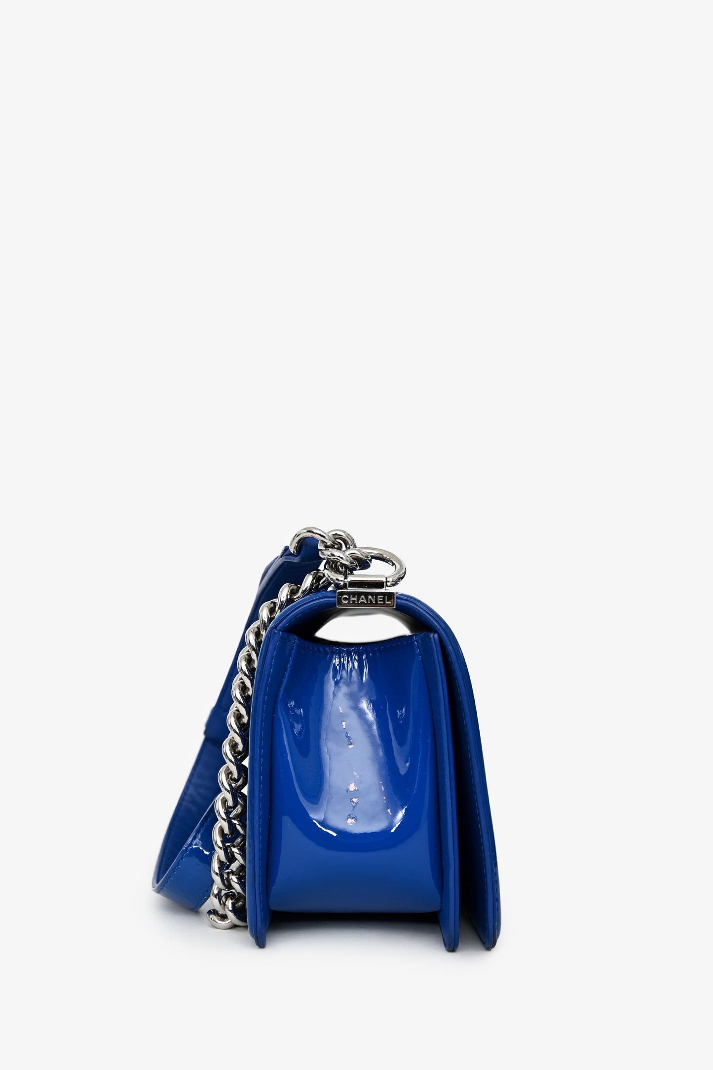 Chanel™ 2014/15 Cobalt Blue Patent Old Medium Boy Bag
