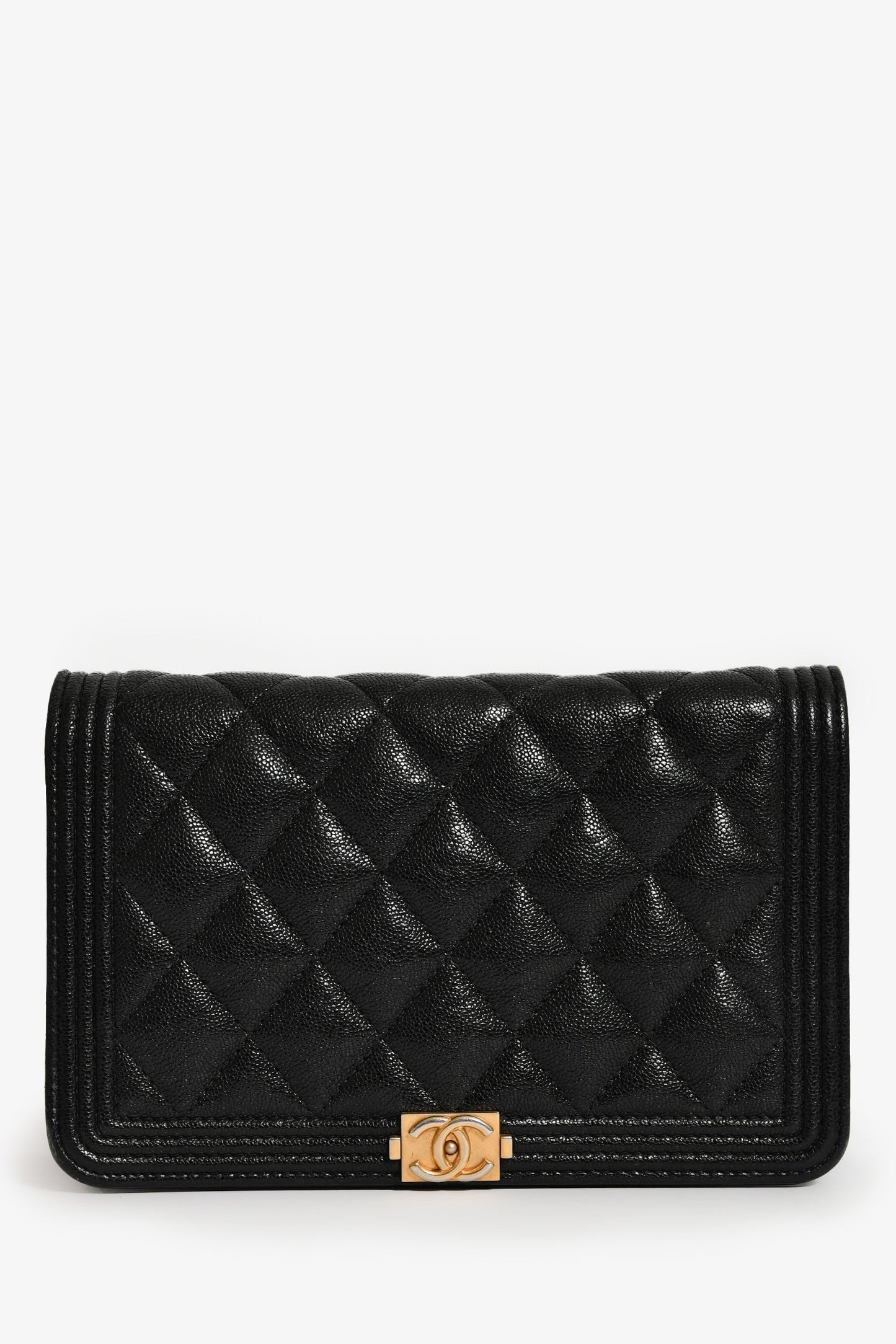 Chanel™ 2018/19 Black Caviar Leather CC Boy Wallet on Chain