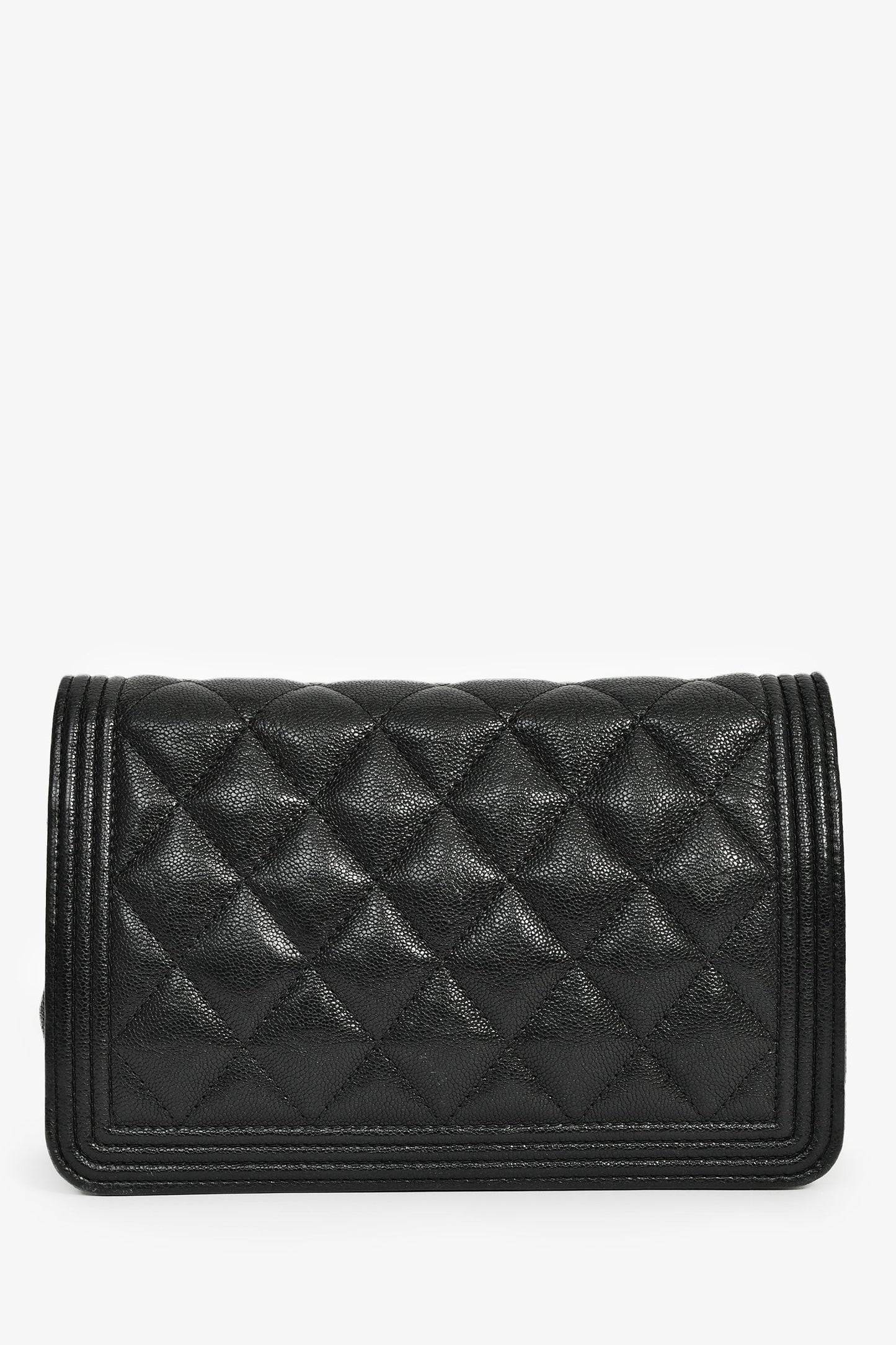 Chanel™ 2018/19 Black Caviar Leather CC Boy Wallet on Chain