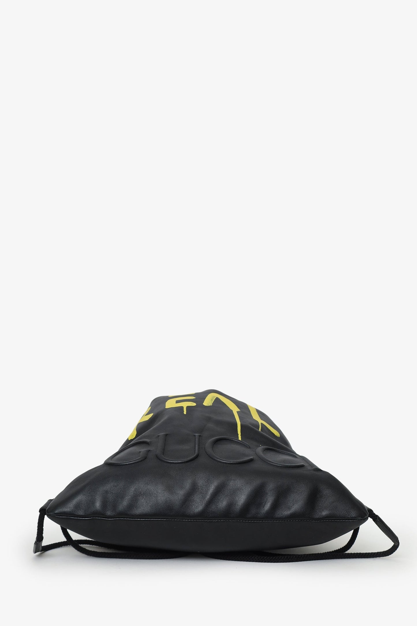 Gucci Black Leather Ghost Printed "Real" Drawstring Backpack