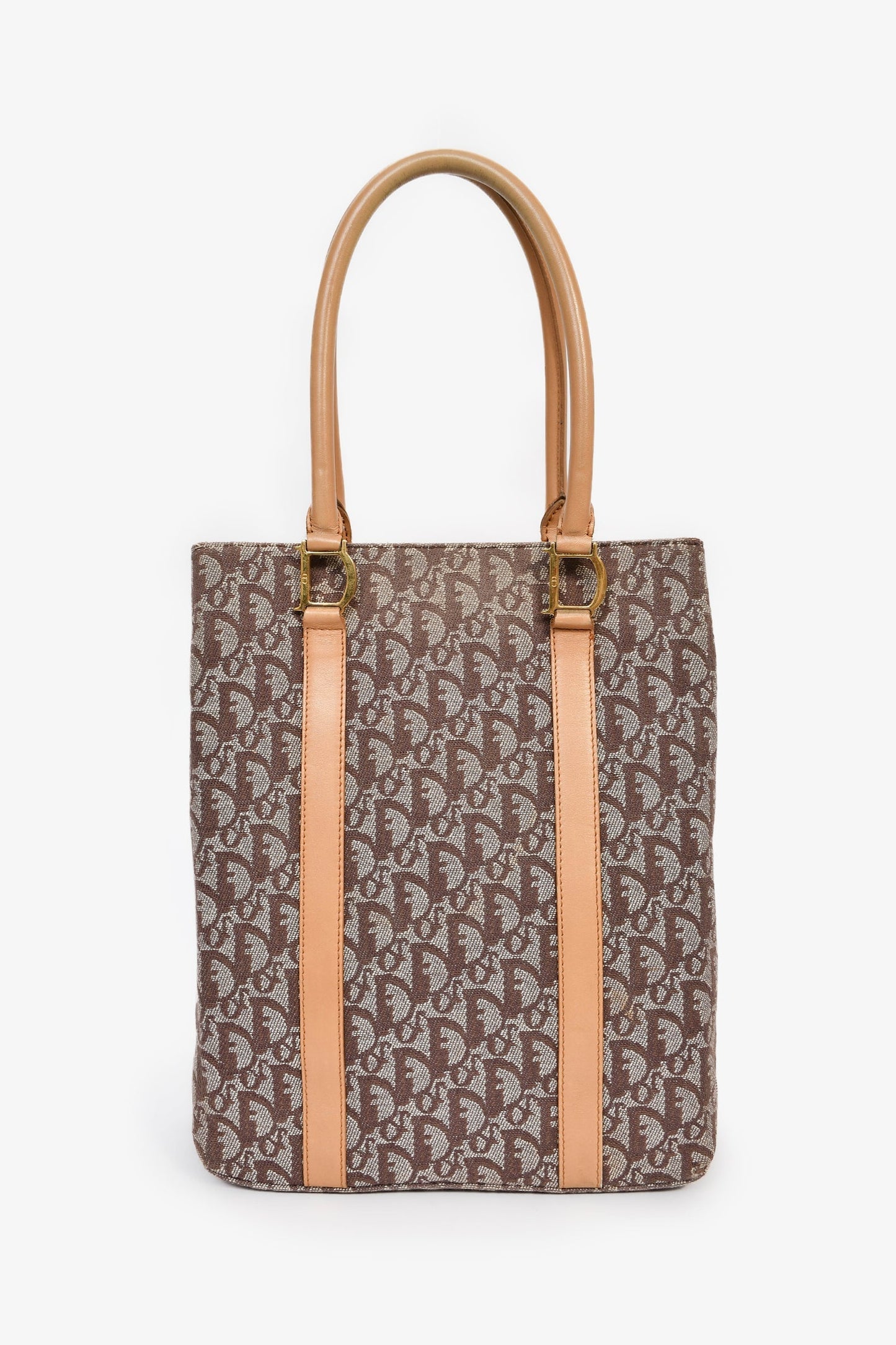 Christian Dior Vintage Brown Canvas Oblique Trotter Tote Bag