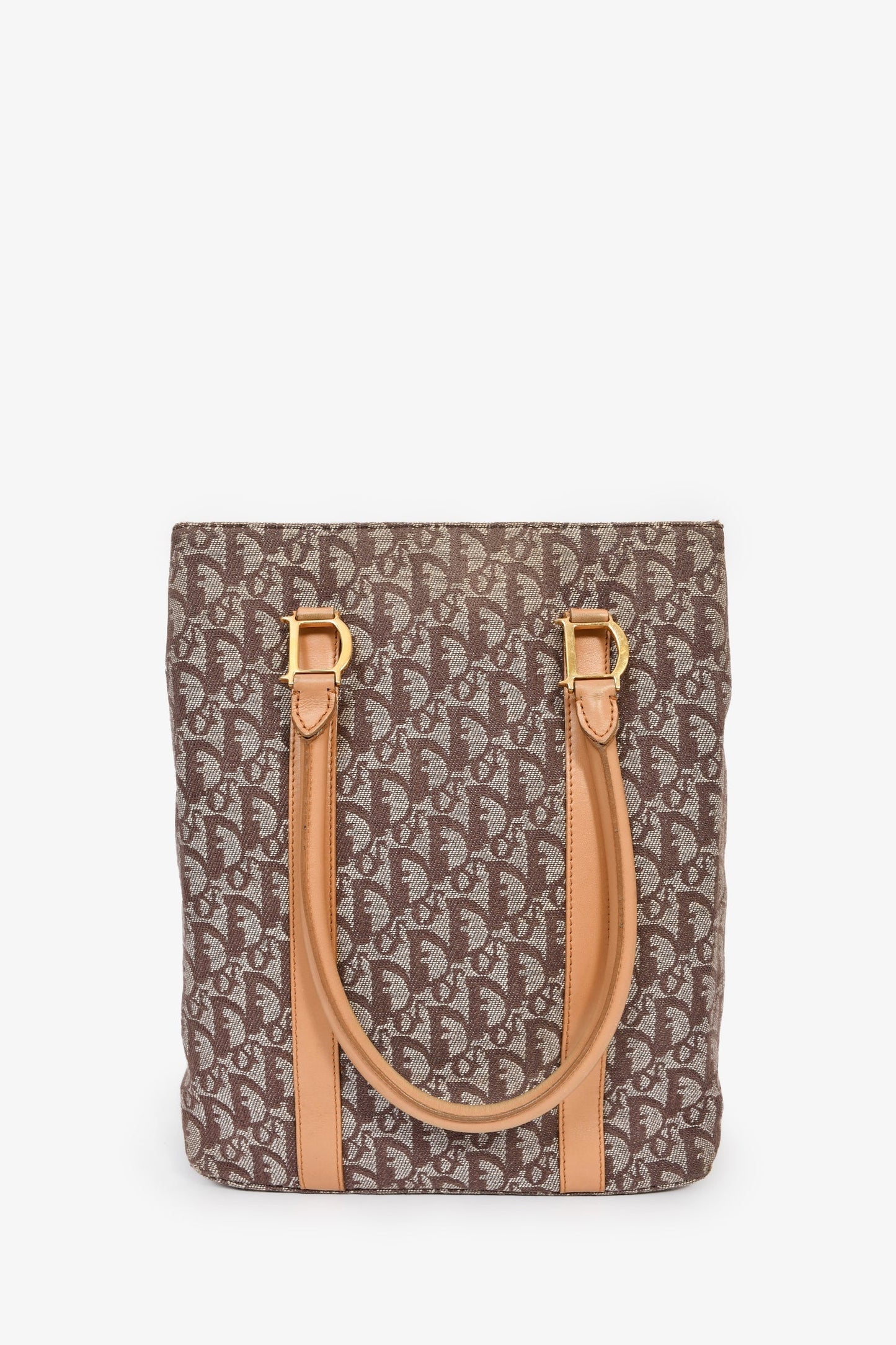 Christian Dior Vintage Brown Canvas Oblique Trotter Tote Bag