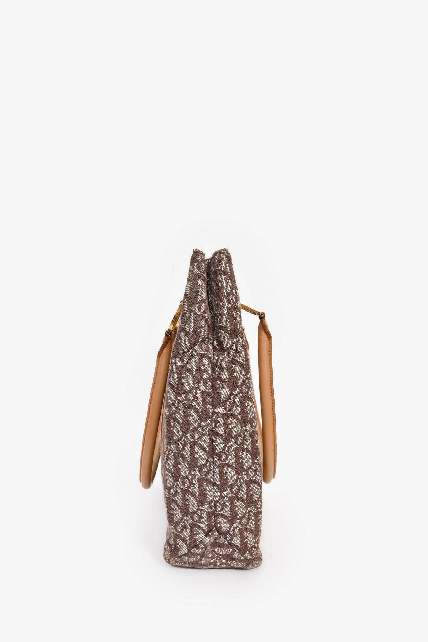 Christian Dior Vintage Brown Canvas Oblique Trotter Tote Bag