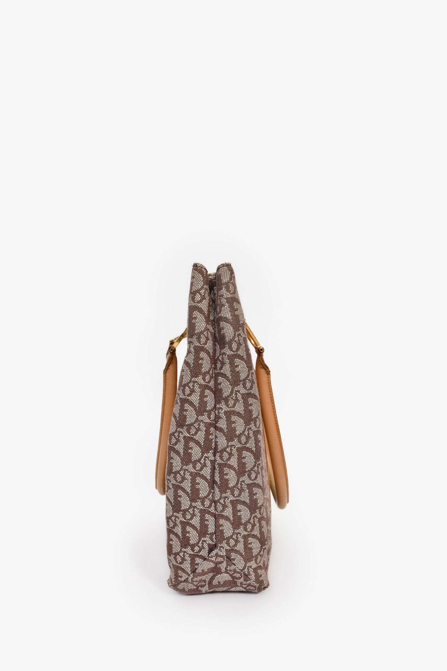 Christian Dior Vintage Brown Canvas Oblique Trotter Tote Bag