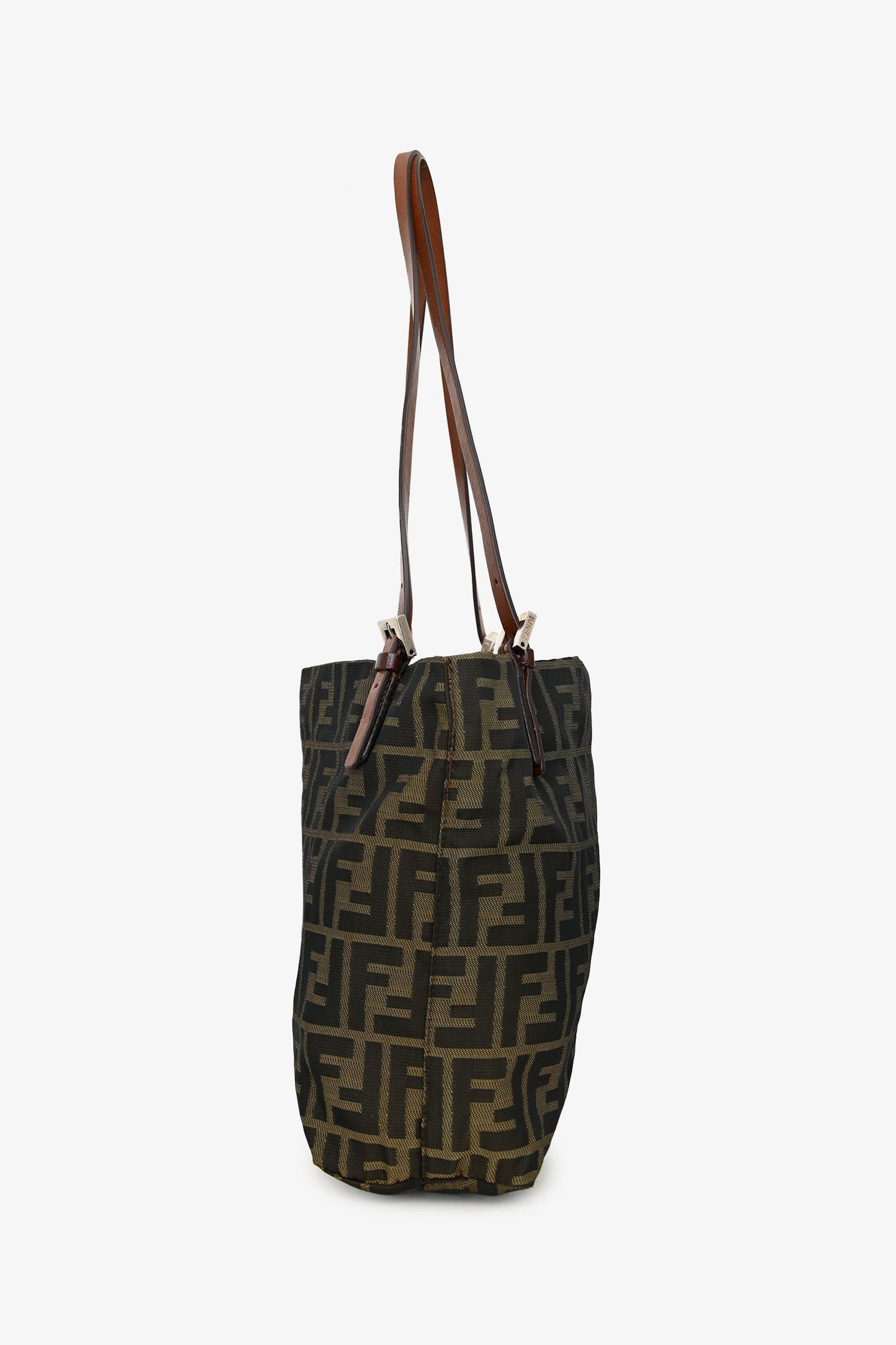 Fendi Brown Canvas Zucca Jacquard Baguette Tote Bag