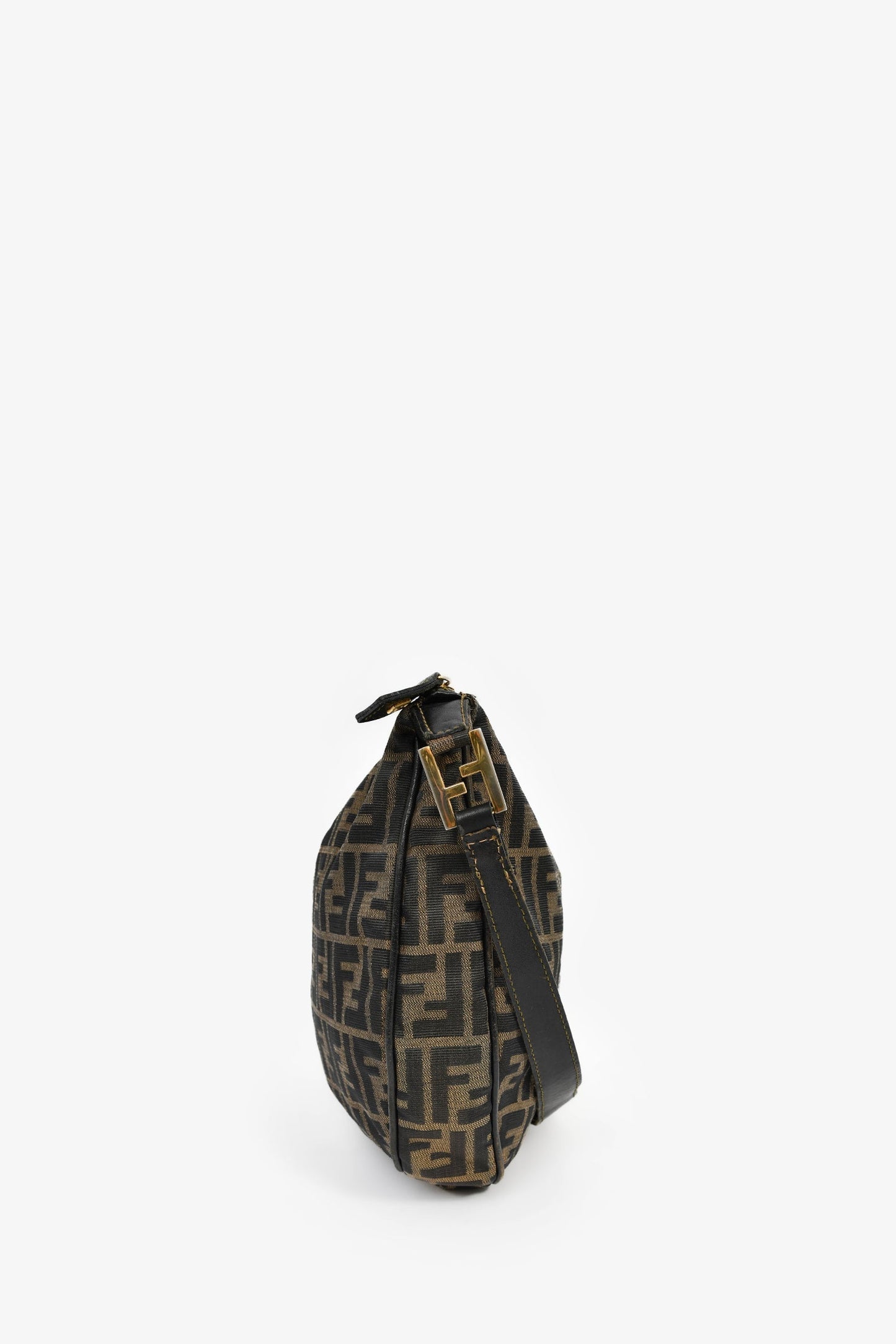 Fendi Brown Canvas Zucca FF Shoulder Bag