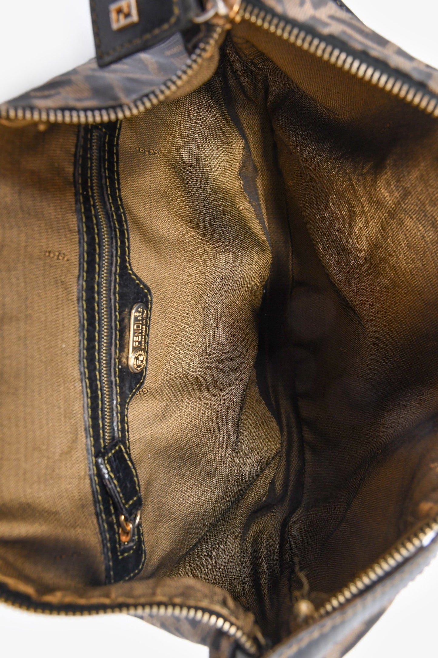 Fendi Brown Canvas Zucca FF Shoulder Bag