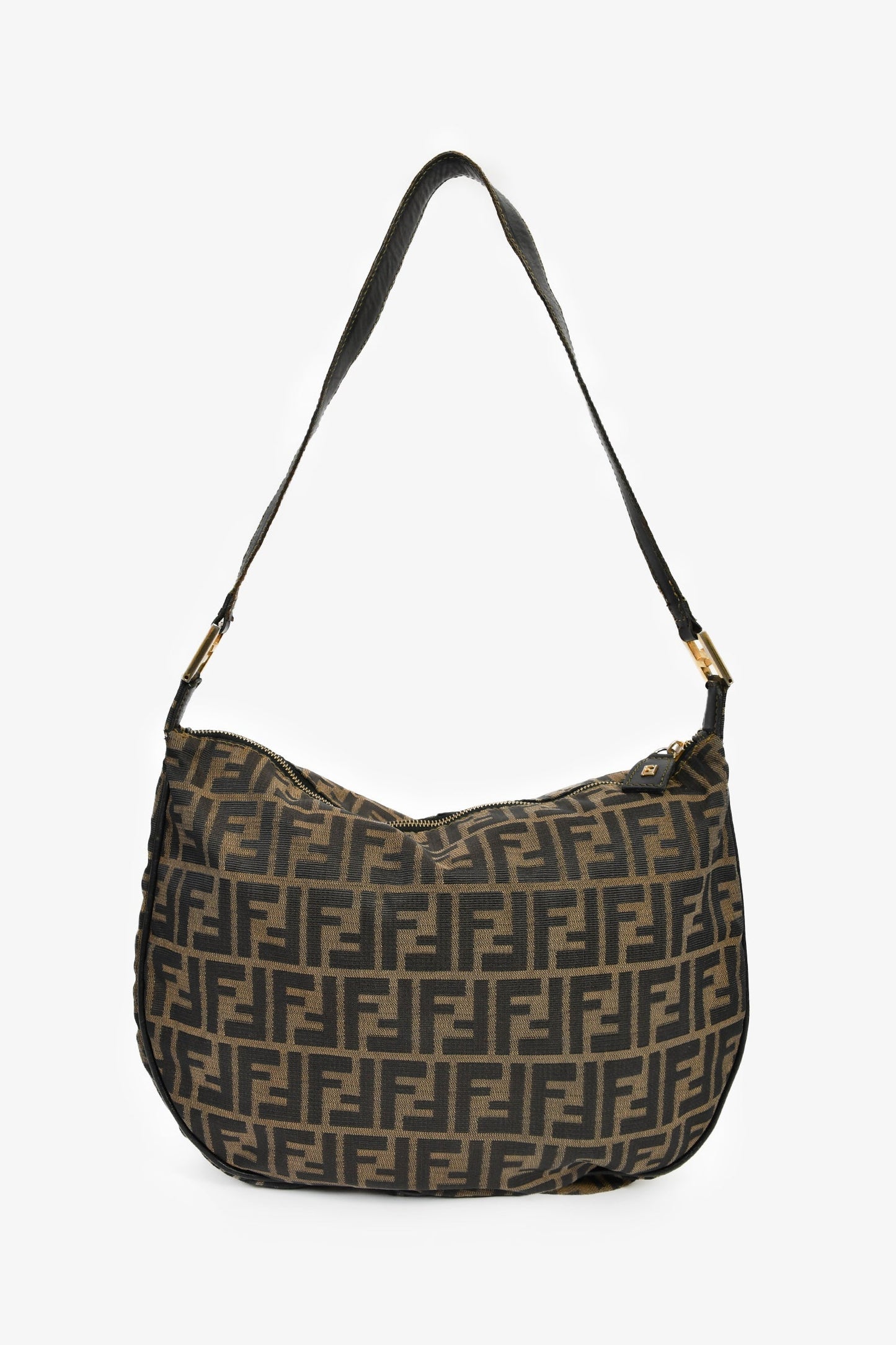 Fendi Brown Canvas Zucca FF Shoulder Bag