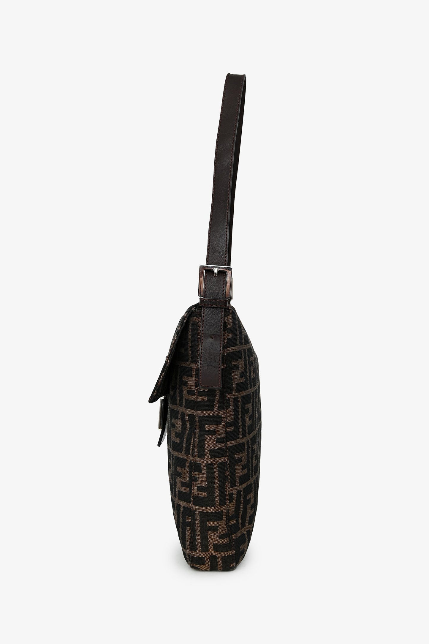 Fendi Brown FF Zucca Canvas Square Baguette Shoulder Bag