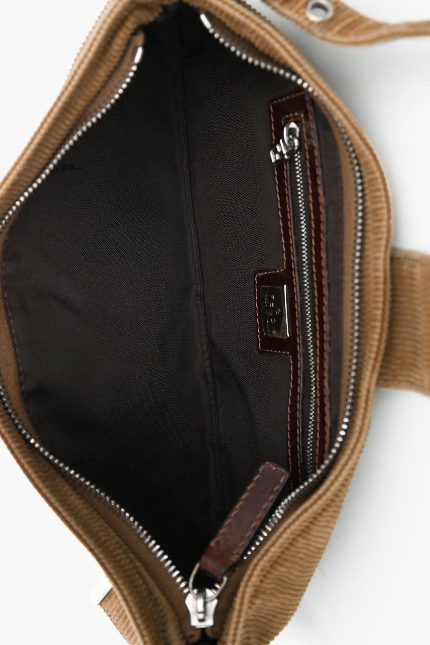 Fendi Brown Corduroy Baguette Pochette