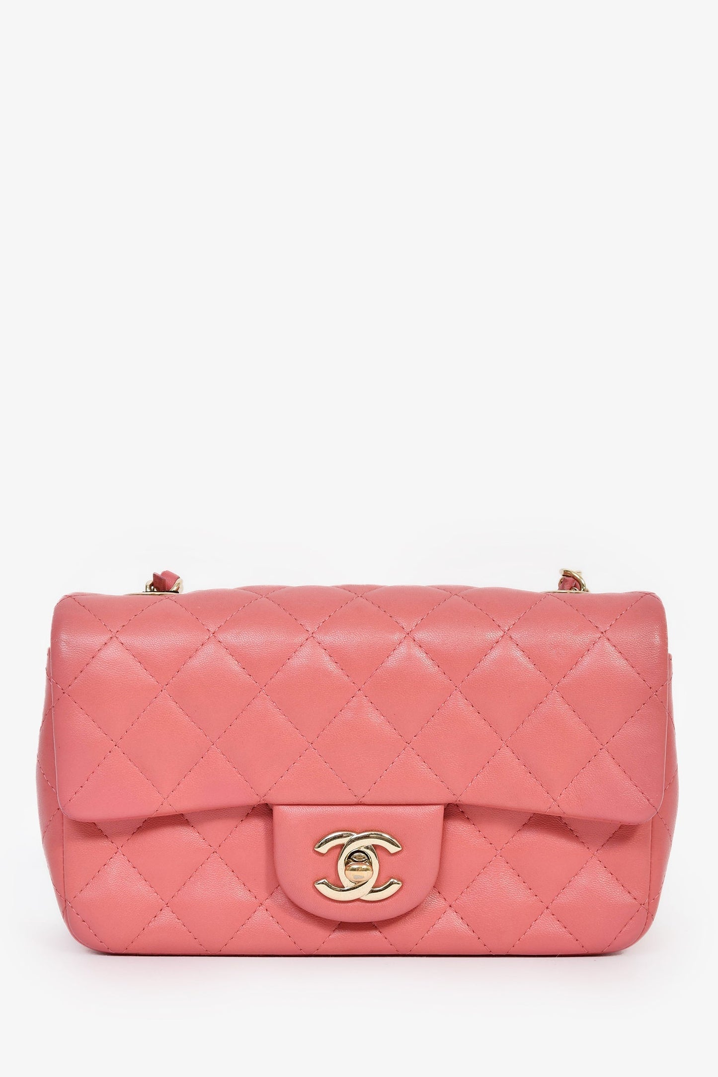 Chanel™ 2014 Valentine Charms Edition Pink Quilted Lambskin Mini Rectangular Flap Bag