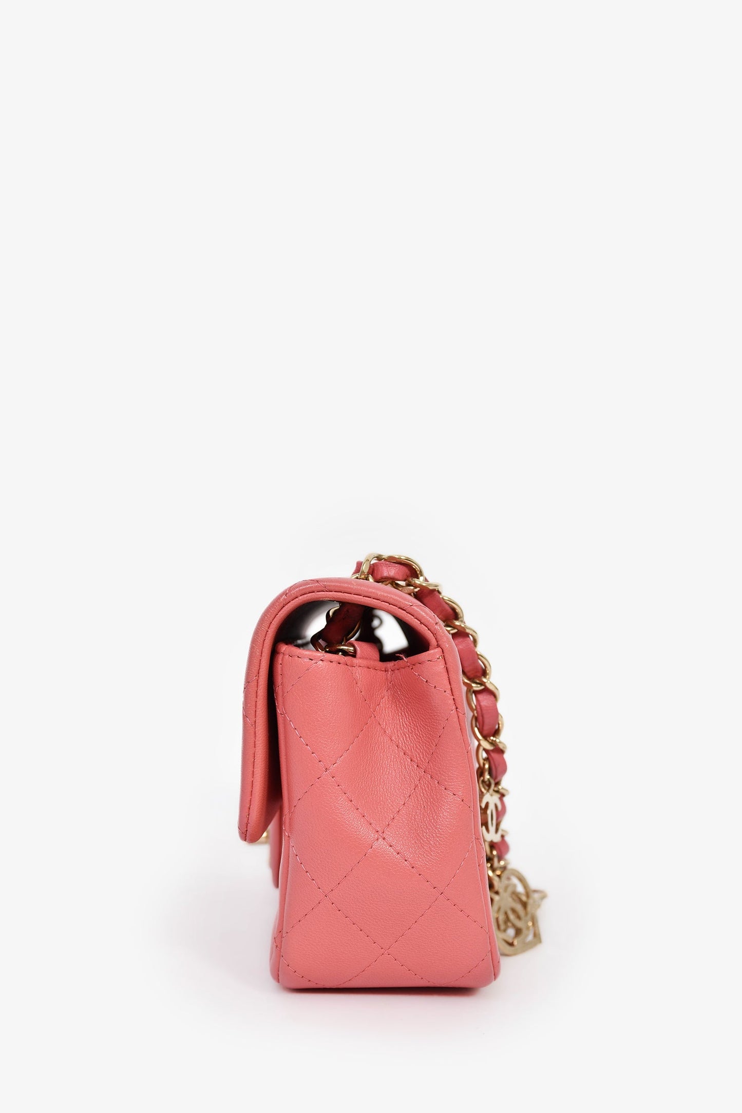 Chanel™ 2014 Valentine Charms Edition Pink Quilted Lambskin Mini Rectangular Flap Bag