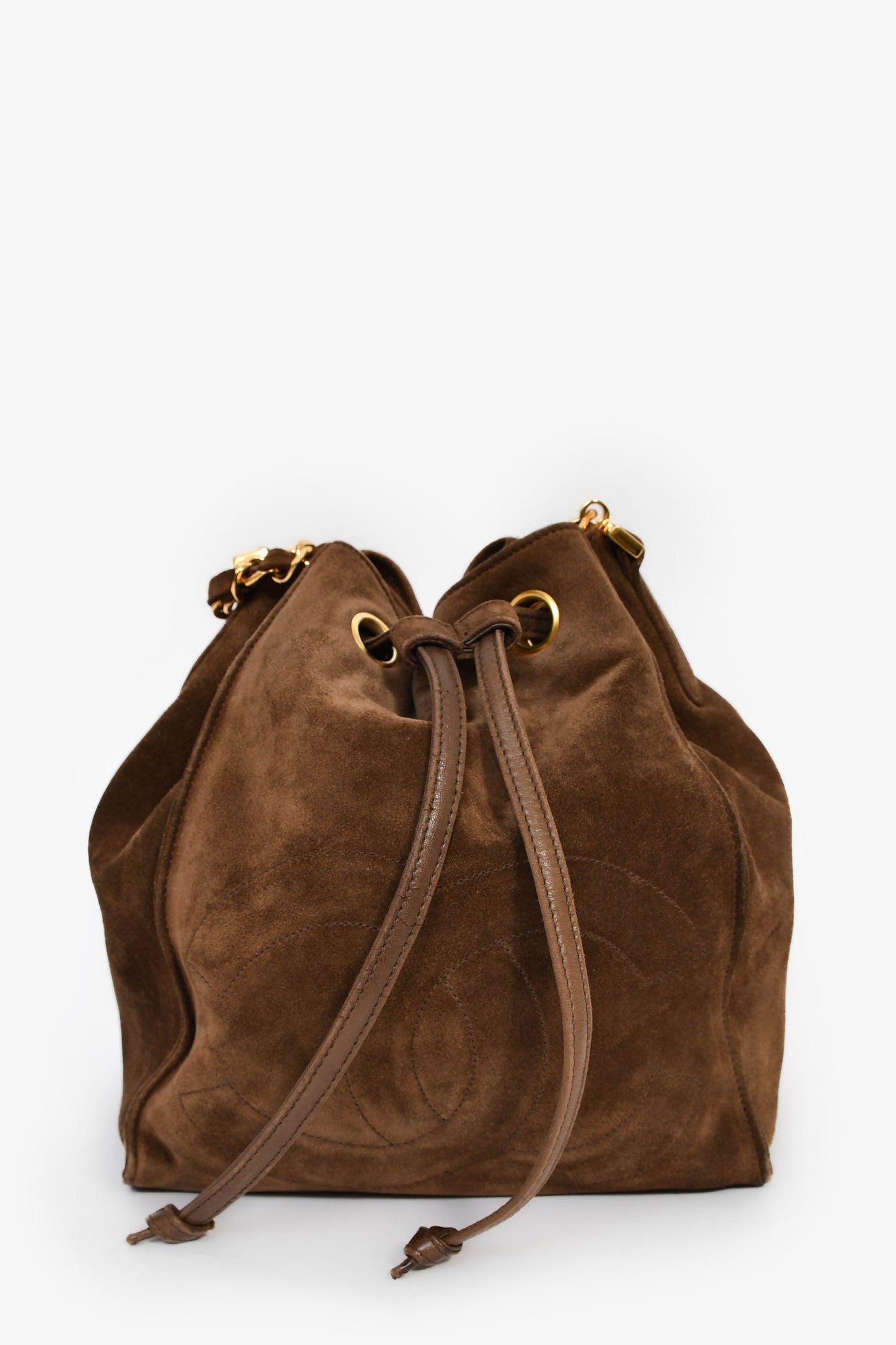 Chanel™ 1994-96 Brown Suede Timeless Drawstring Bucket Bag