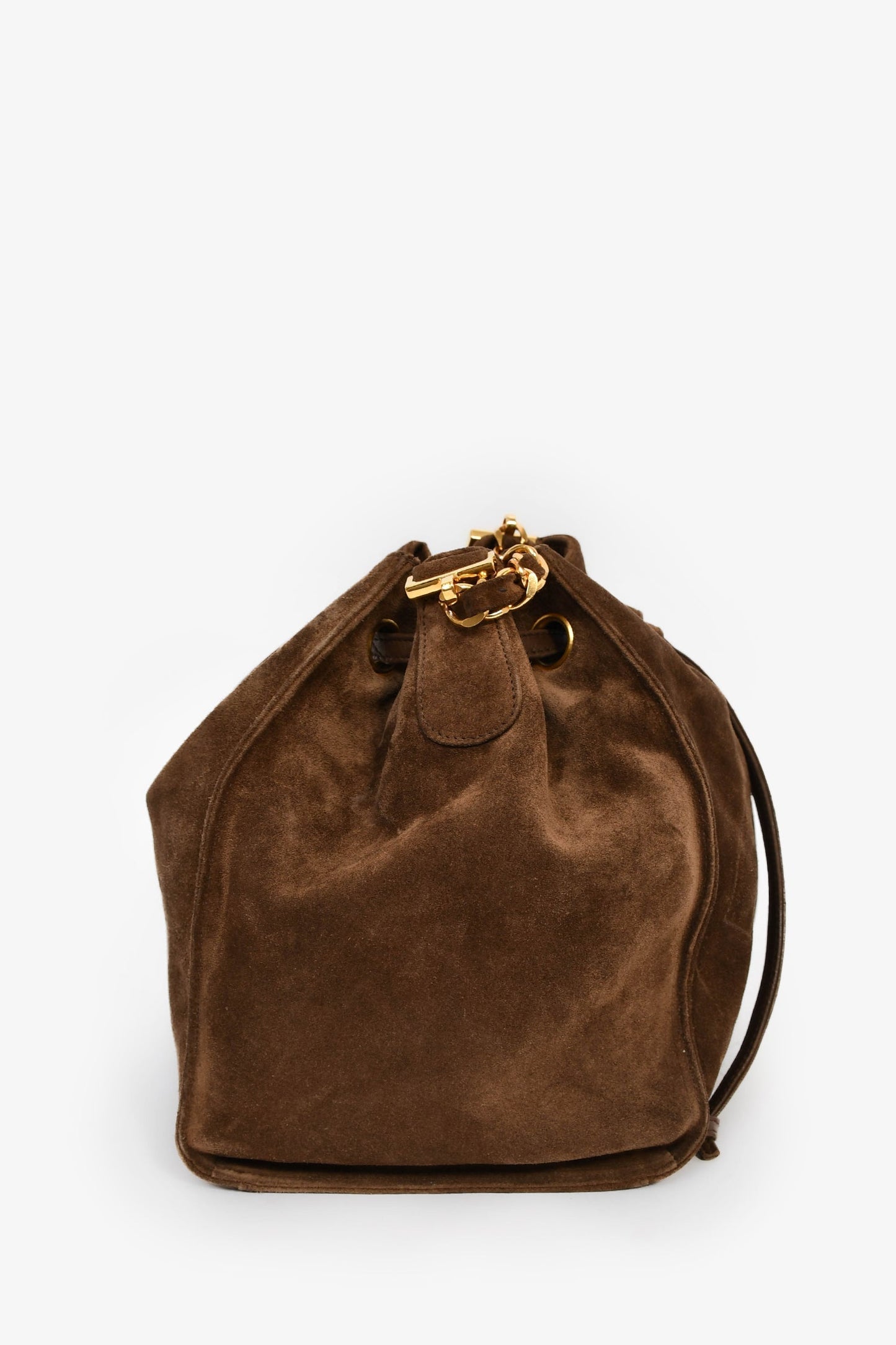 Chanel™ 1994-96 Brown Suede Timeless Drawstring Bucket Bag