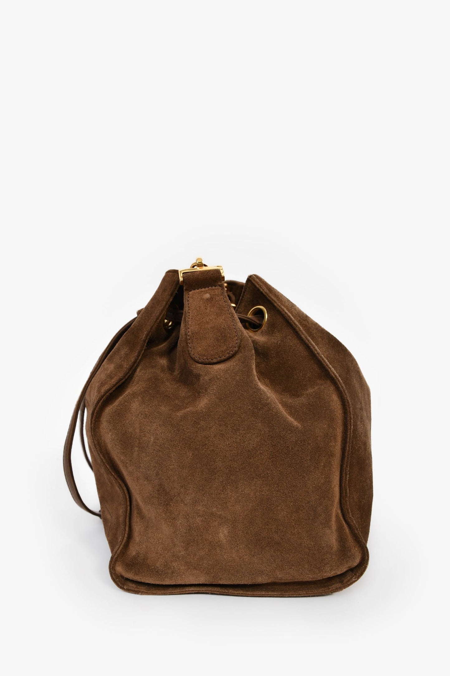 Chanel™ 1994-96 Brown Suede Timeless Drawstring Bucket Bag
