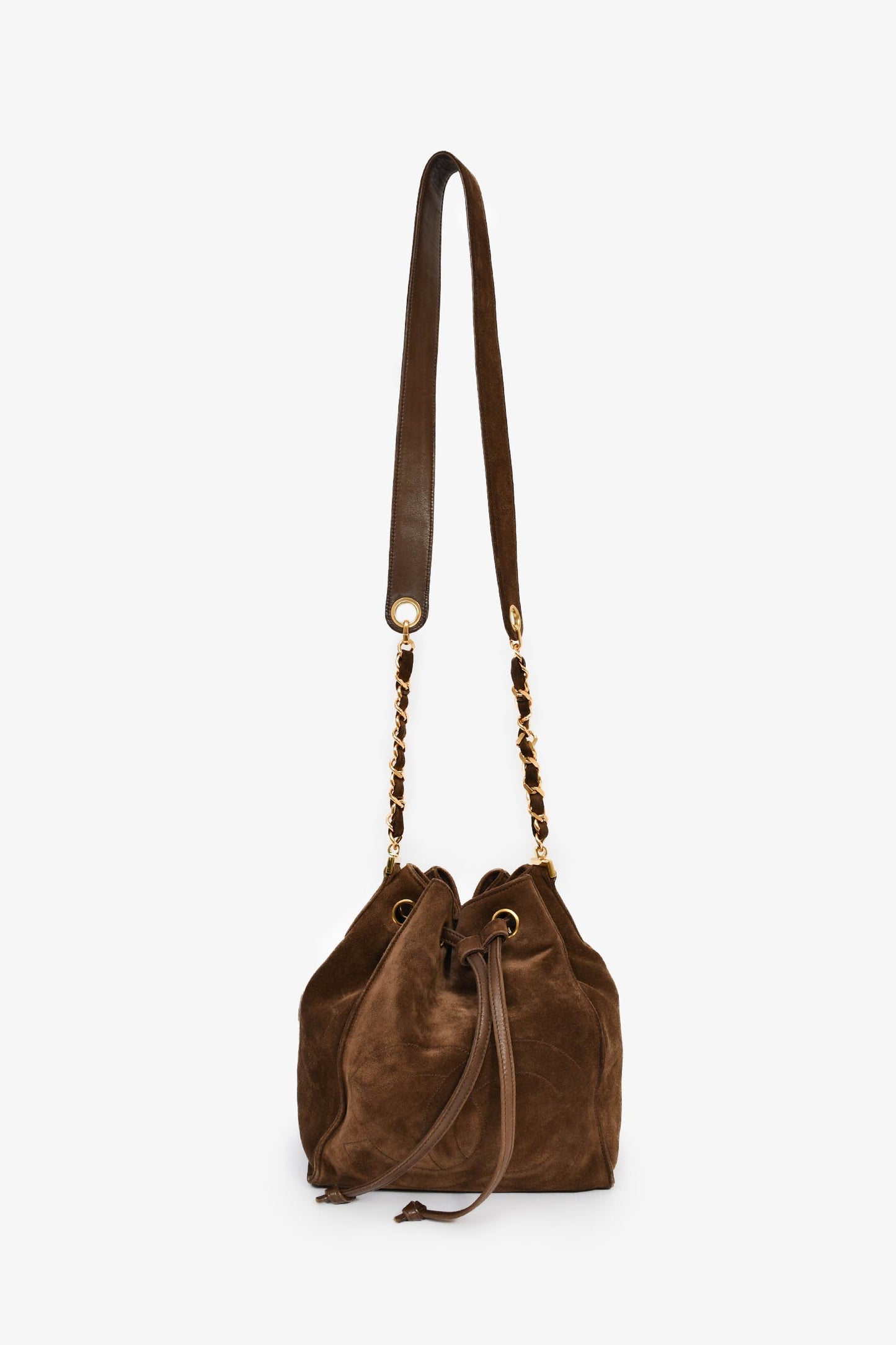Chanel™ 1994-96 Brown Suede Timeless Drawstring Bucket Bag