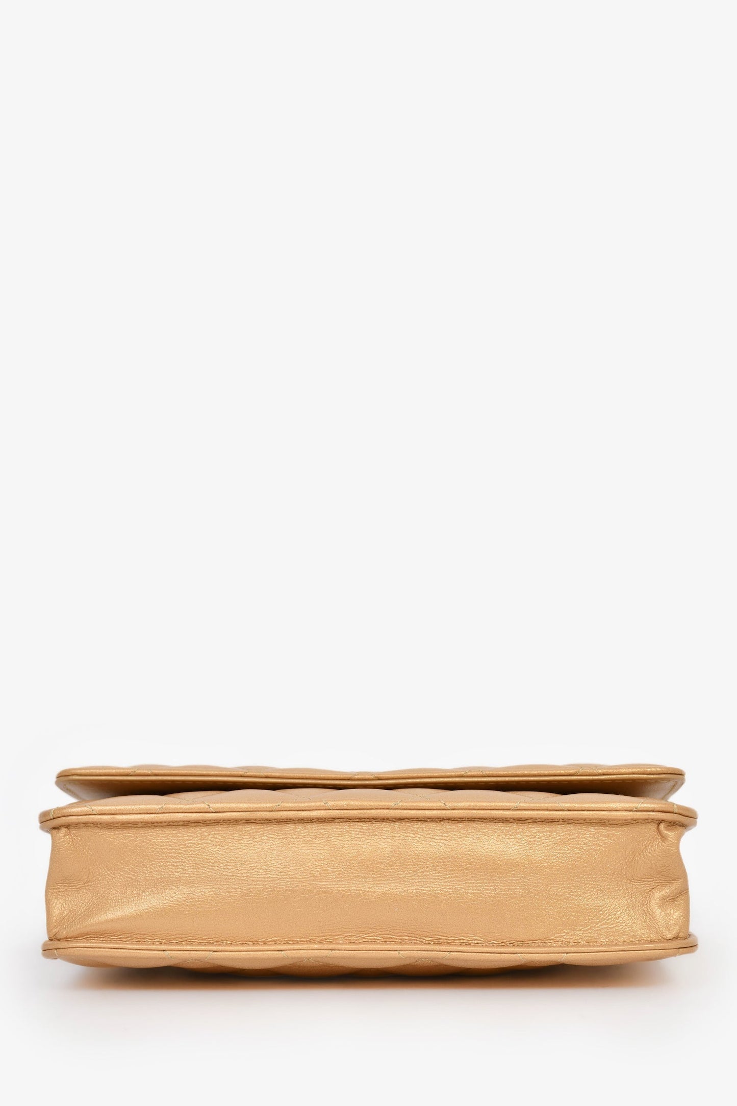 Chanel™ 2019 Gold Metallic Enamel CC Logo Wallet On Chain