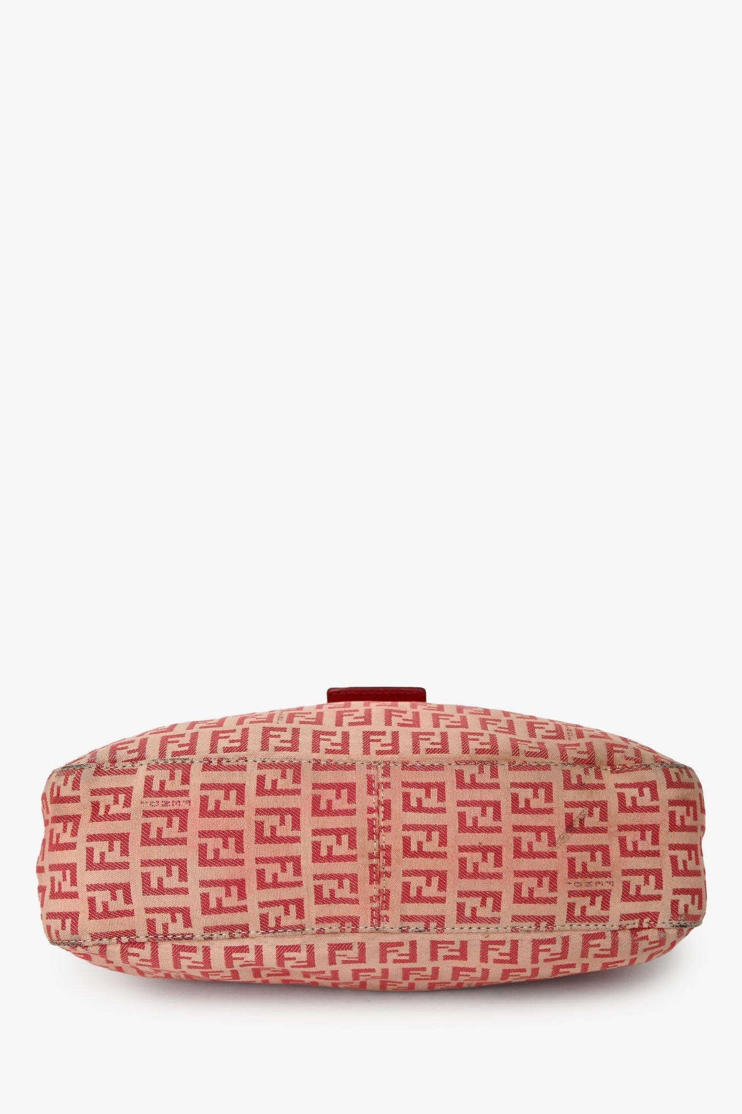 Fendi Red/Beige FF Zucca Baguette Shoulder Bag