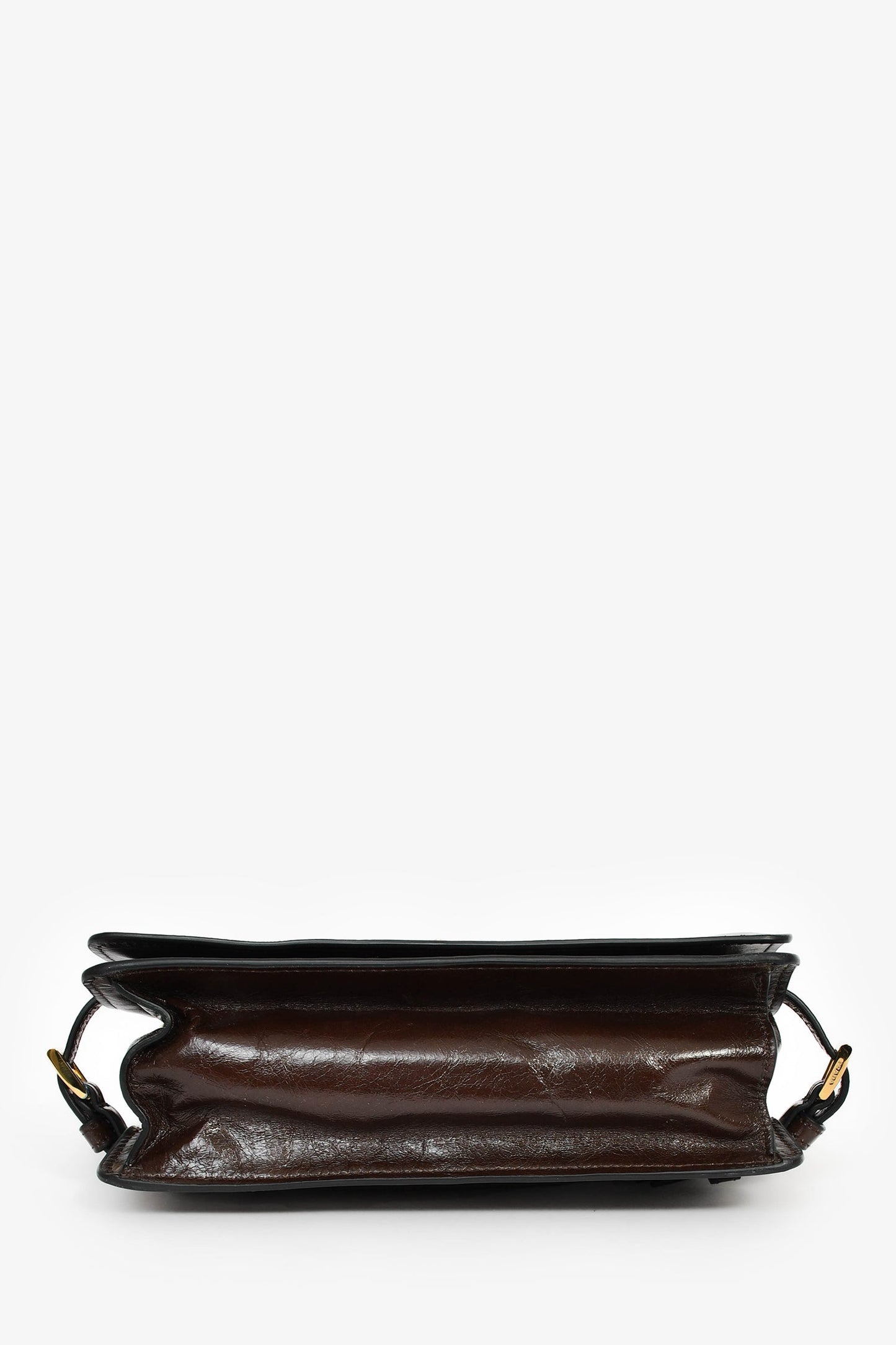 Prada Brown Leather Buckle Detail Shoulder Bag