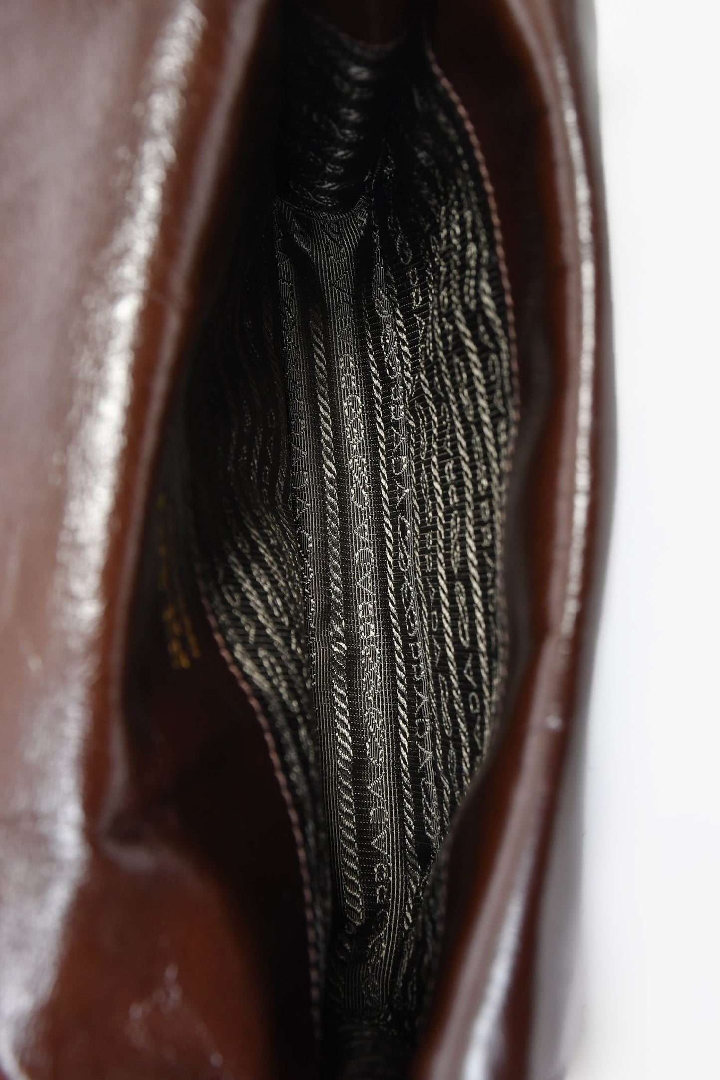 Prada Brown Leather Buckle Detail Shoulder Bag