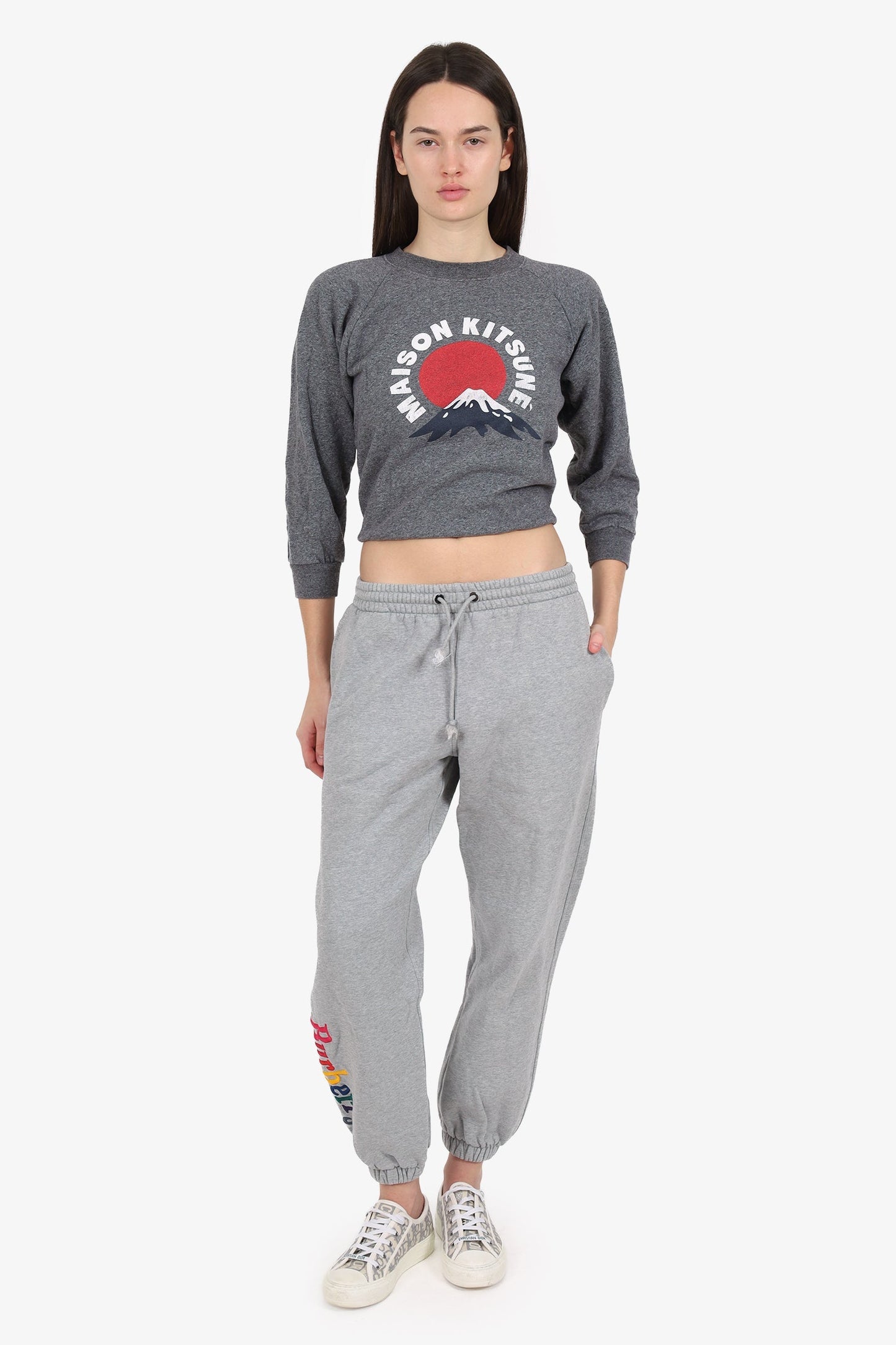 Burberry London Grey/Multicolour 'Burberry' Embroidered Joggers Size S