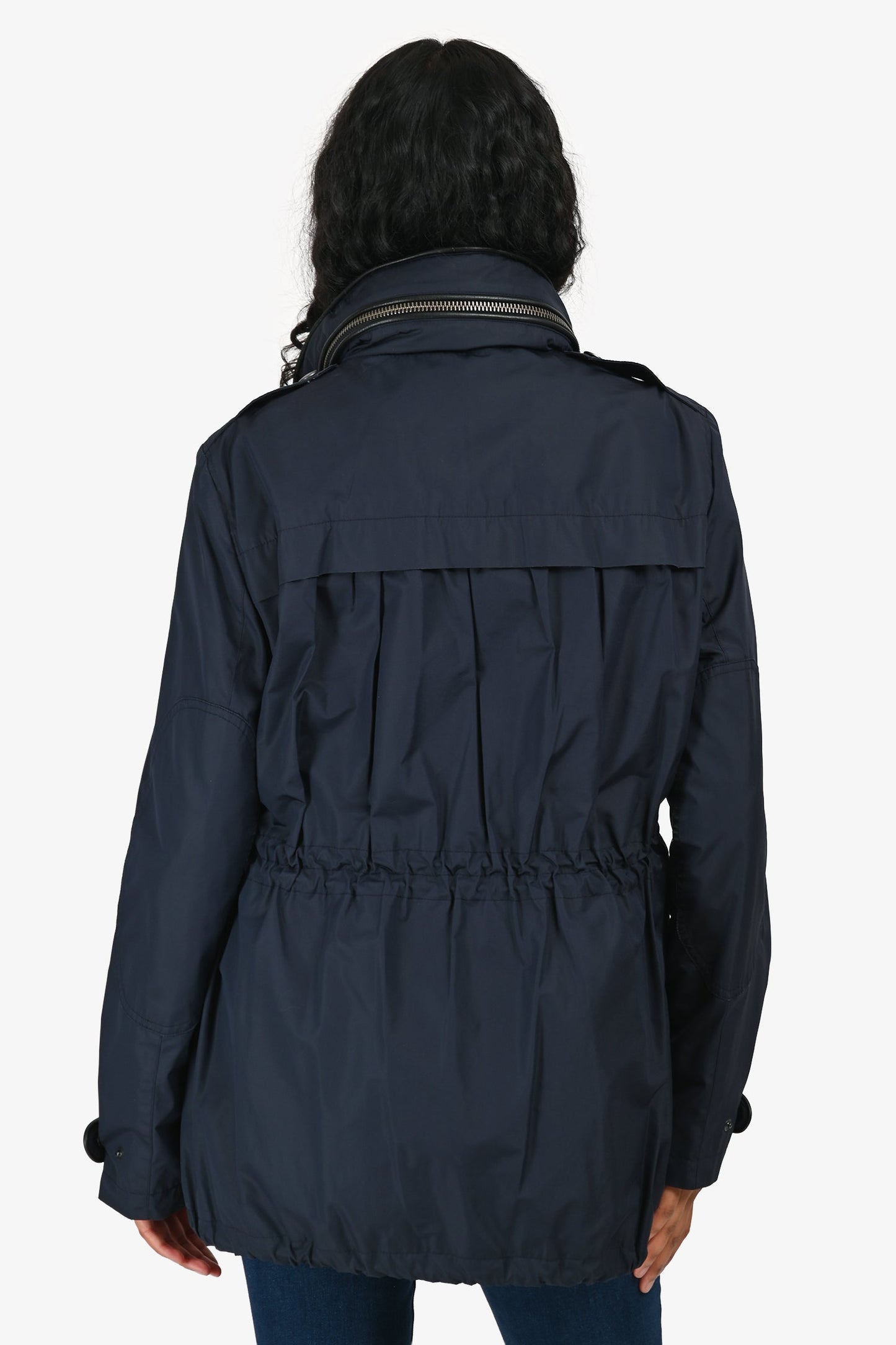 Burberry Brit Navy Drawstring Jacket With Detachable Hood Estimated Size M