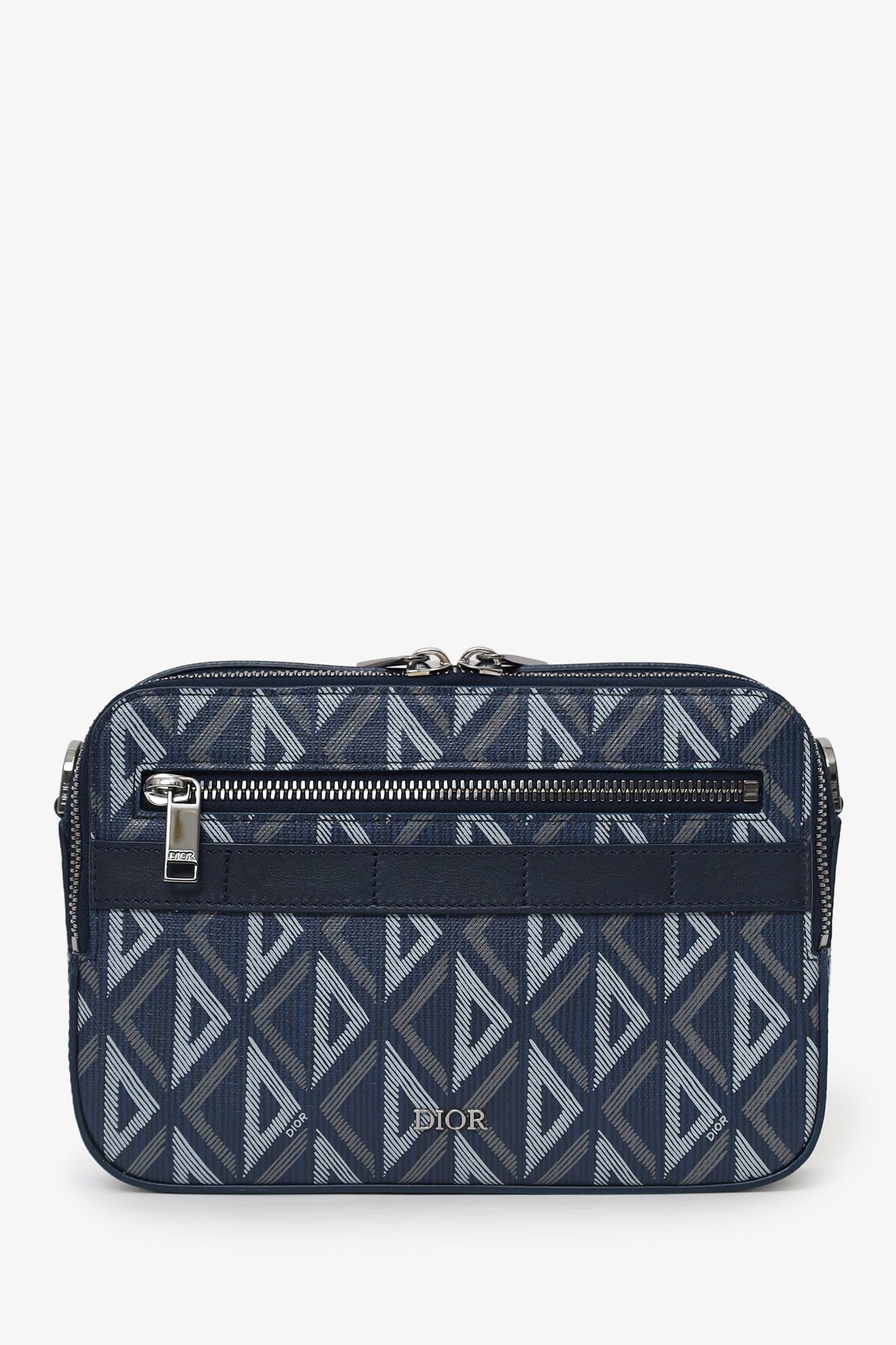 Christian Dior 2023 Navy Coated Canvas CD Diamond Safari Messenger