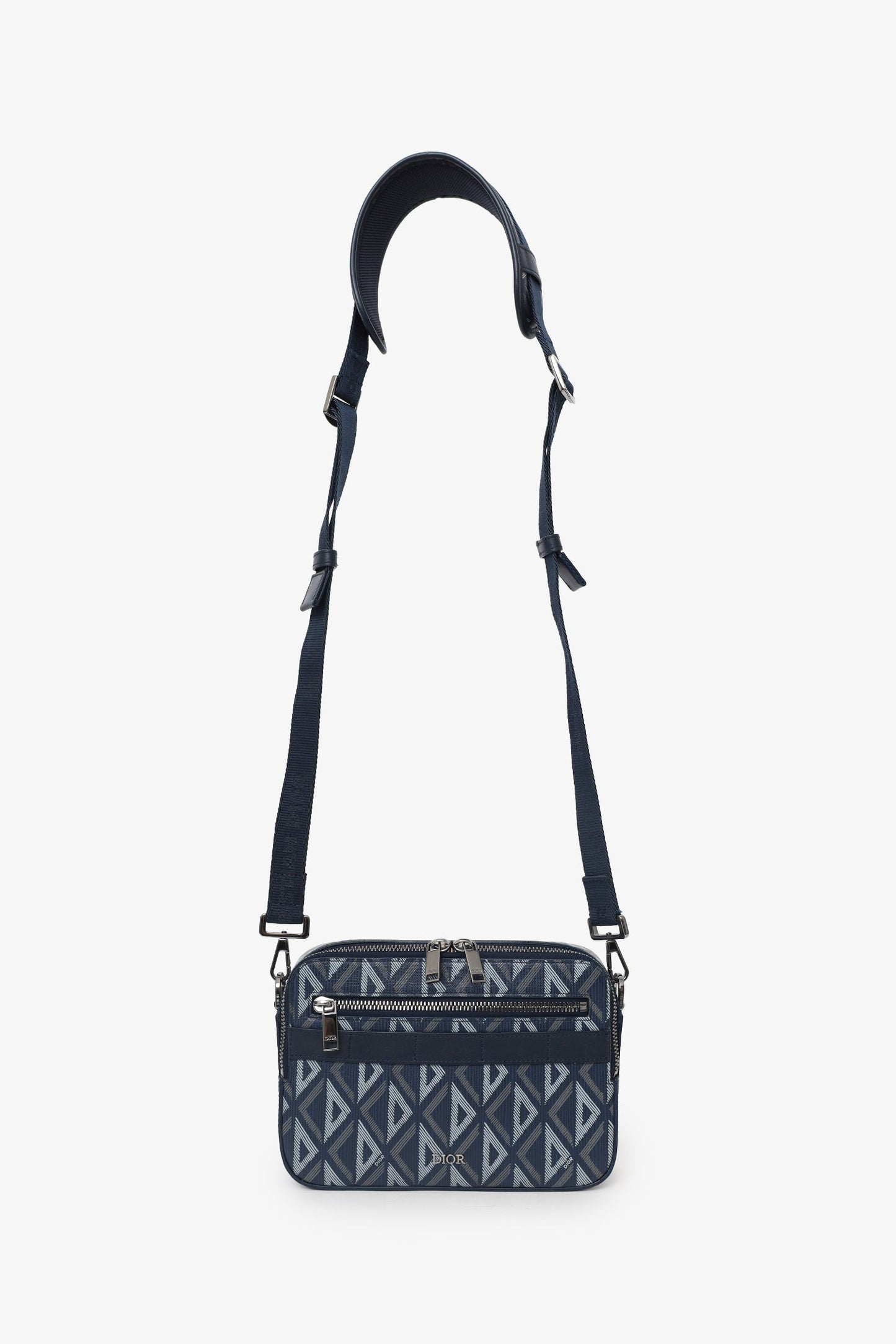 Christian Dior 2023 Navy Coated Canvas CD Diamond Safari Messenger