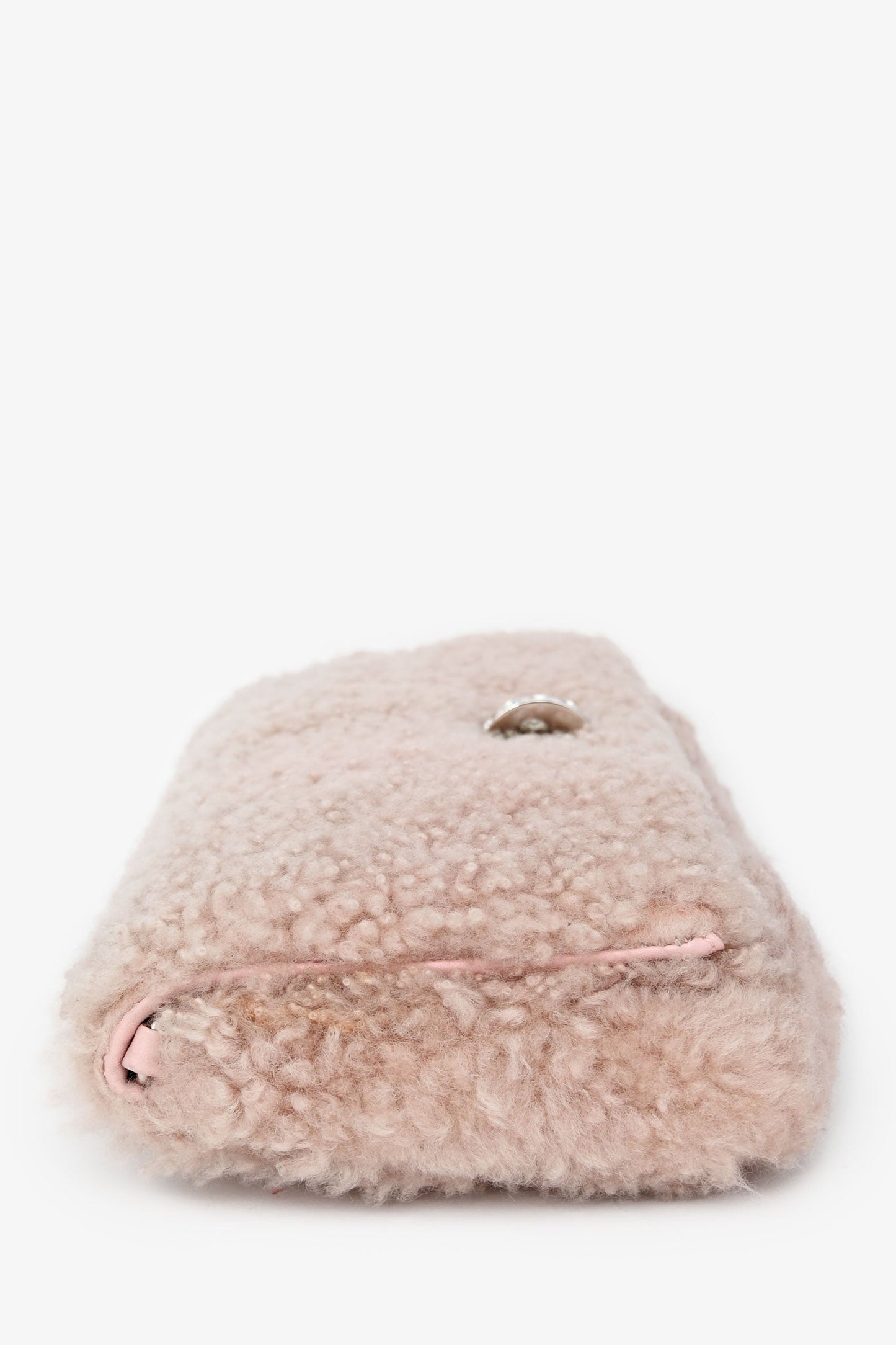 Miu Miu 2018 Pink Shearling 'Montone' Crystal Shoulder Bag