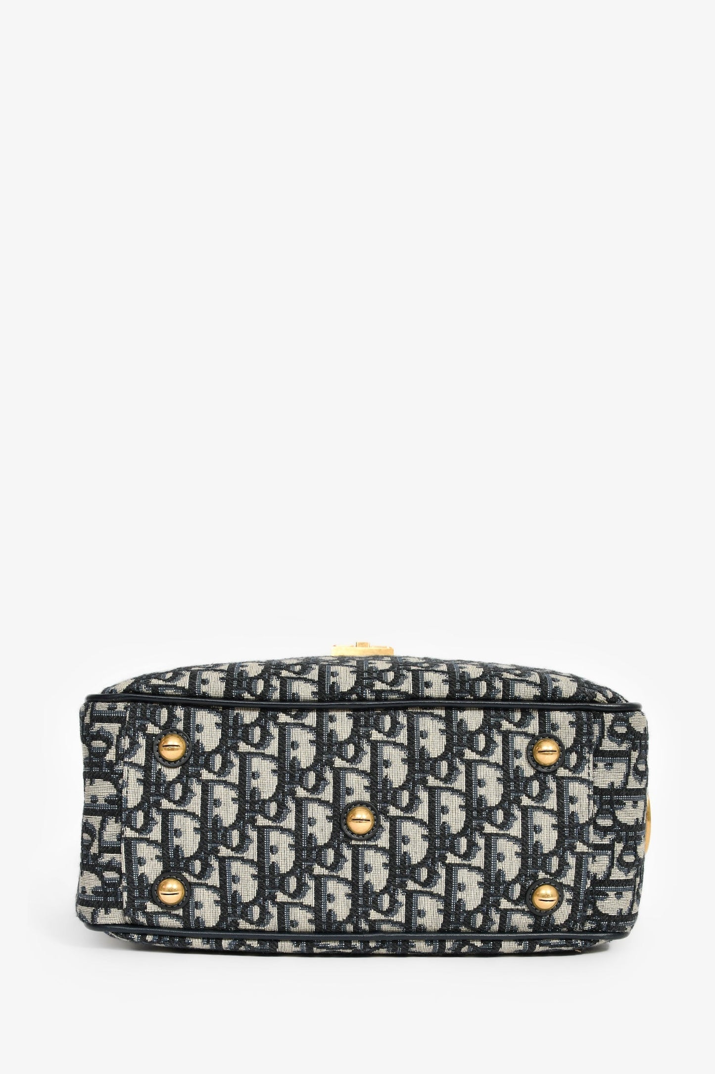 Christian Dior 2017 Navy Oblique Jacquard Bowling Bag with Strap
