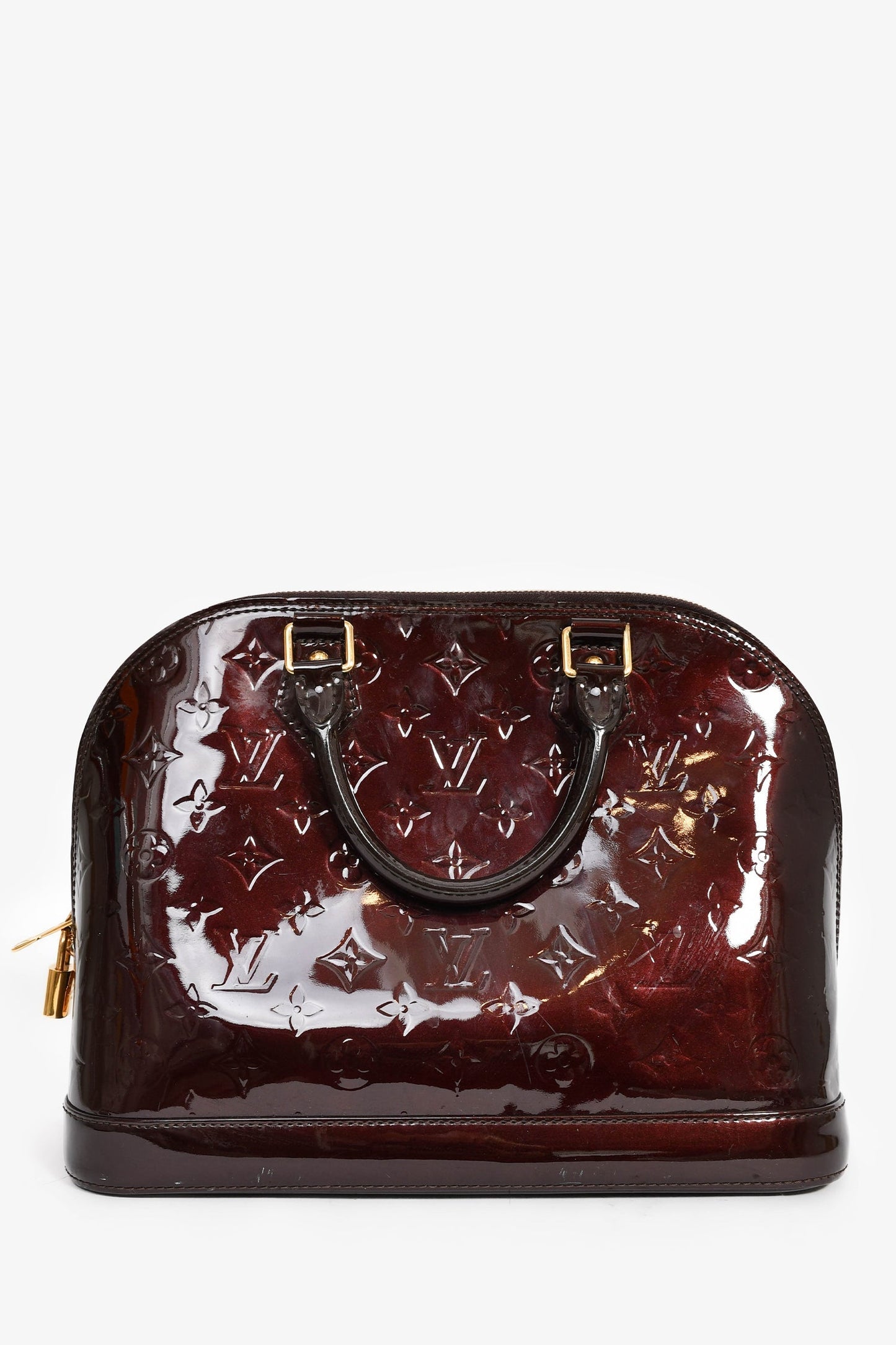 Louis Vuitton Amarante Vernis Leather Monogram 'Alma' Top Handle Bag