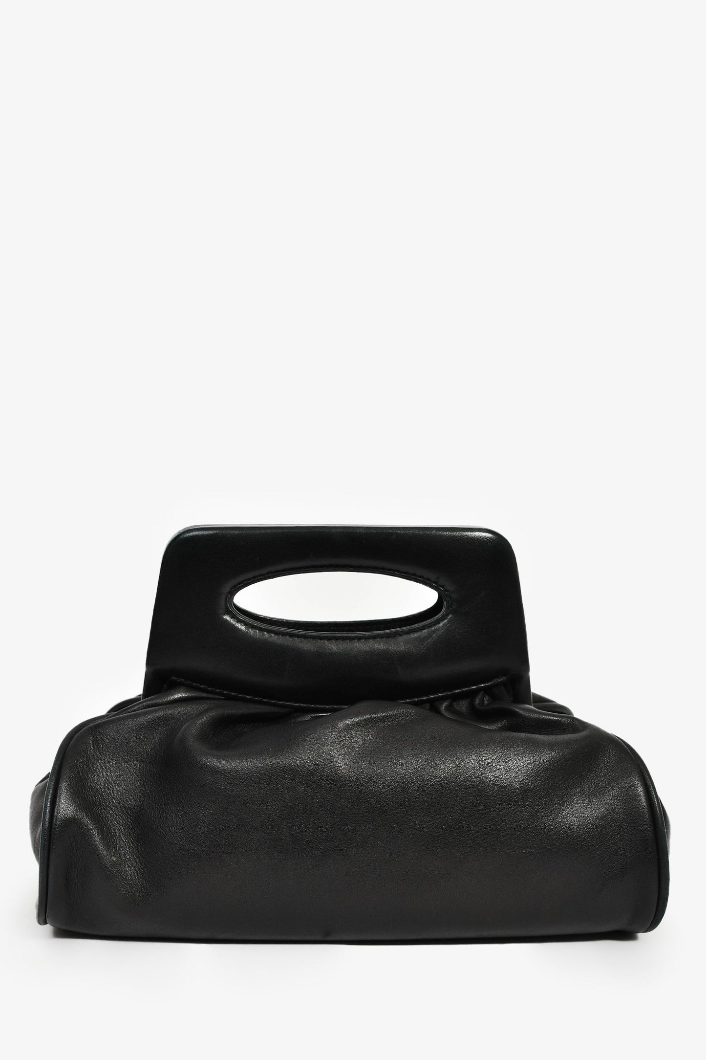 Chanel™ Vintage Black Leather Camellia Frame Clutch Bag