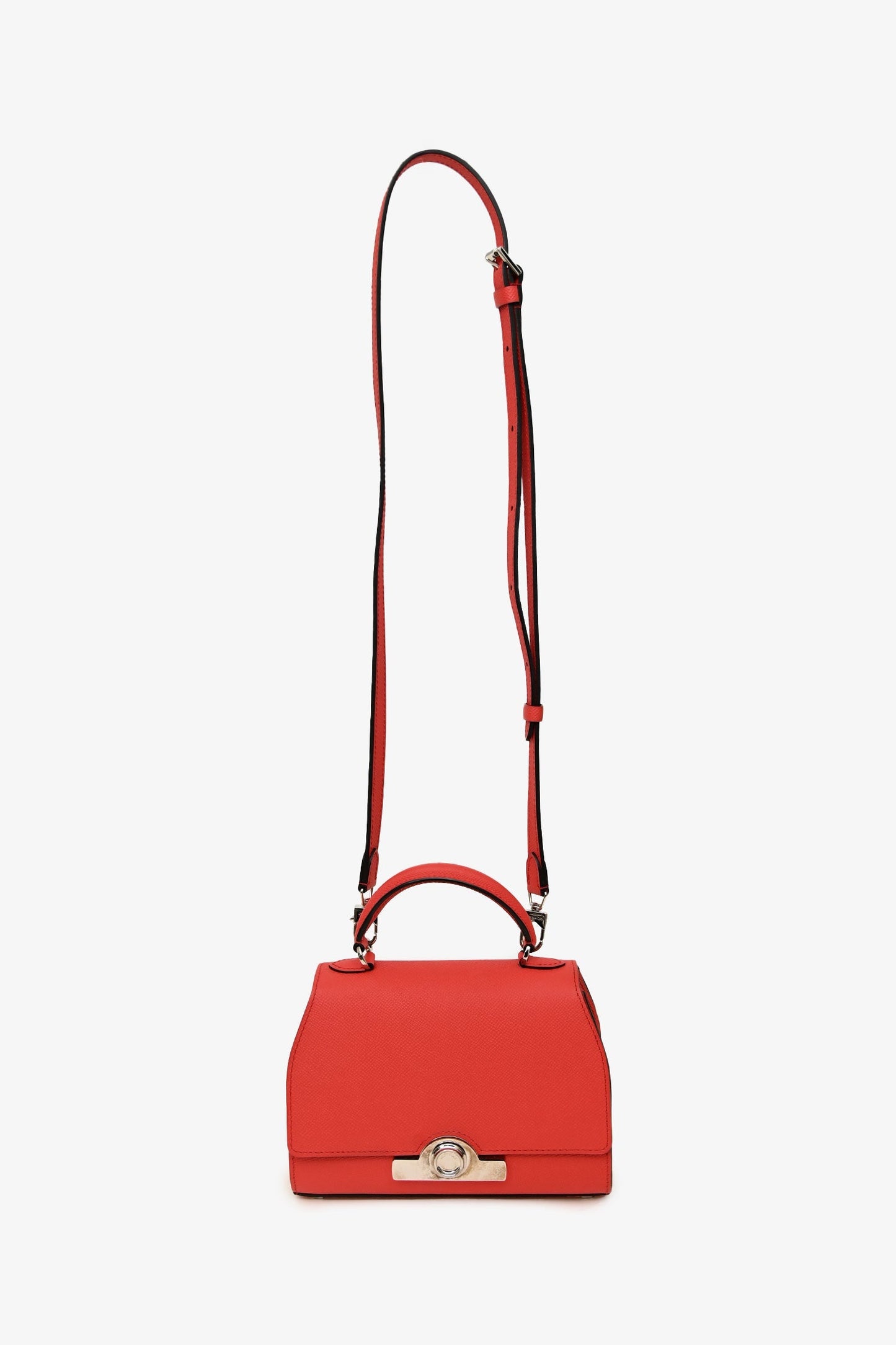 Moynat Red Leather Nano 'Réjane' Top Handle Crossbody