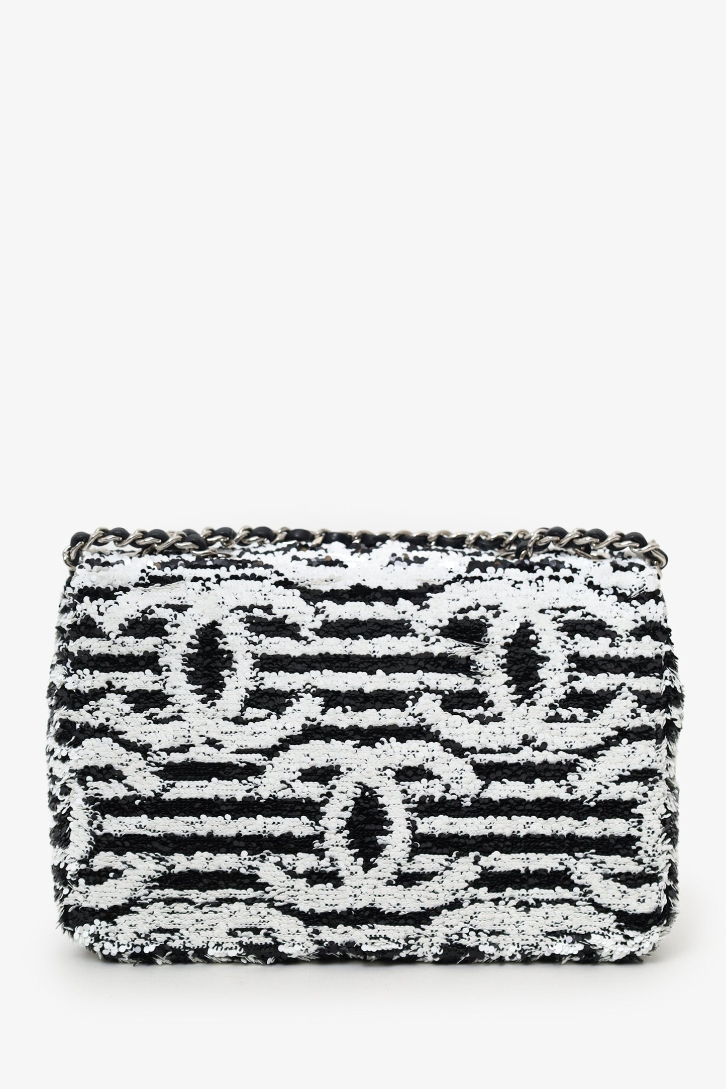 Chanel™ 24S Black/White Sequins CC Mini Single Flap Bag