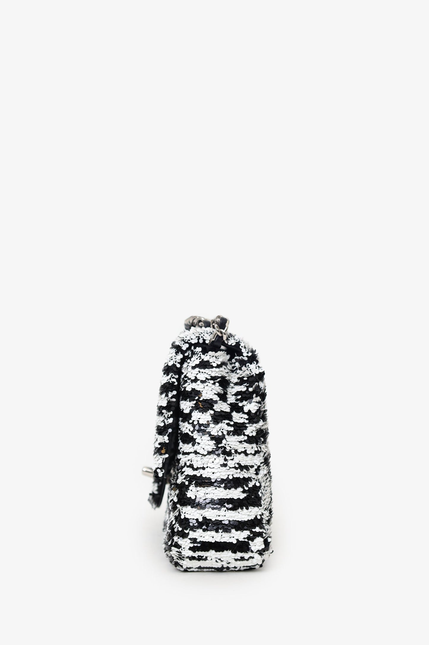 Chanel™ 24S Black/White Sequins CC Mini Single Flap Bag