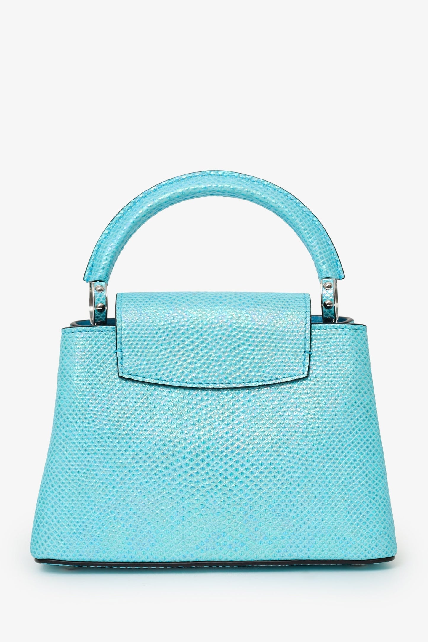 Louis Vuitton Blue Metallic Python Leather Mini Capucines with Strap
