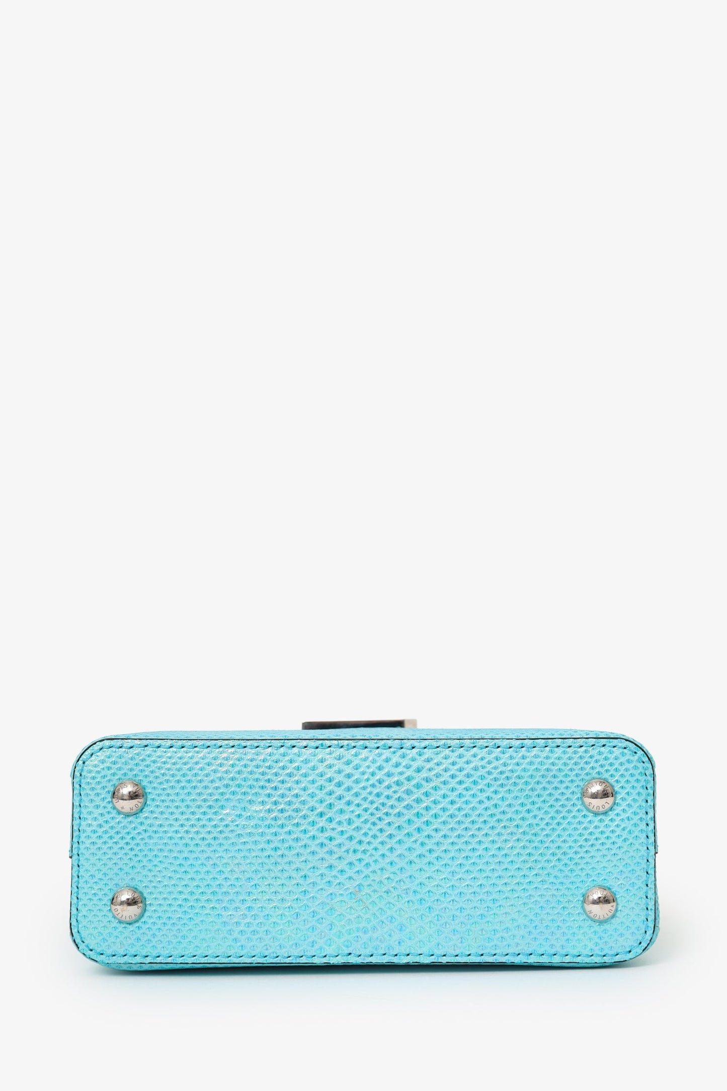 Louis Vuitton Blue Metallic Python Leather Mini Capucines with Strap